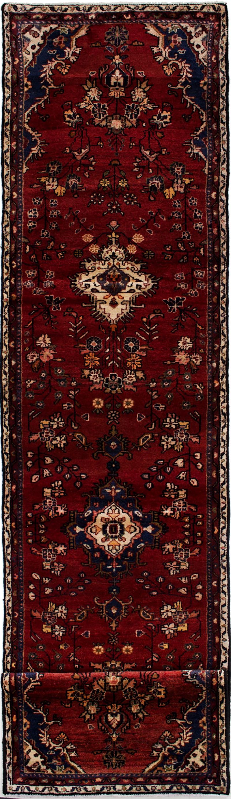 Hand-knotted Hosseinabad Red Wool Rug 2'9" x 13'1" Size: 2'9" x 13'1"  