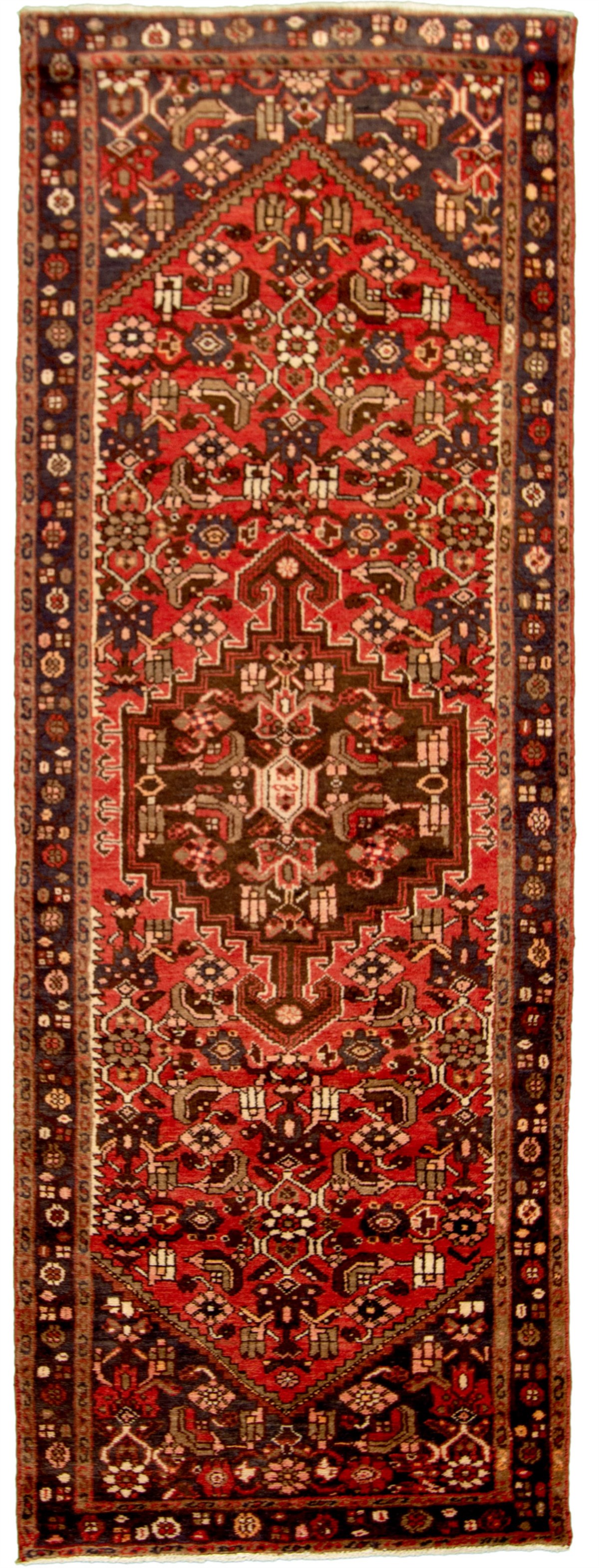 Hand-knotted Hamadan Red Wool Rug 3'3" x 9'5" Size: 3'3" x 9'5"  