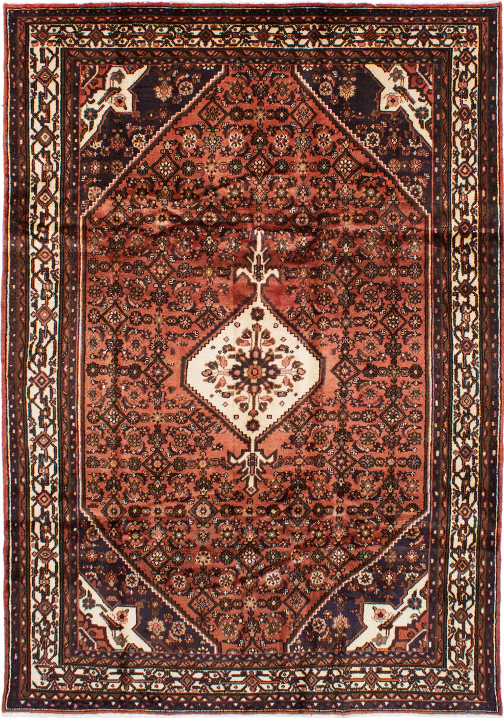 Hand-knotted Hamadan Copper Wool Rug 6'8" x 9'7" Size: 6'8" x 9'7"  