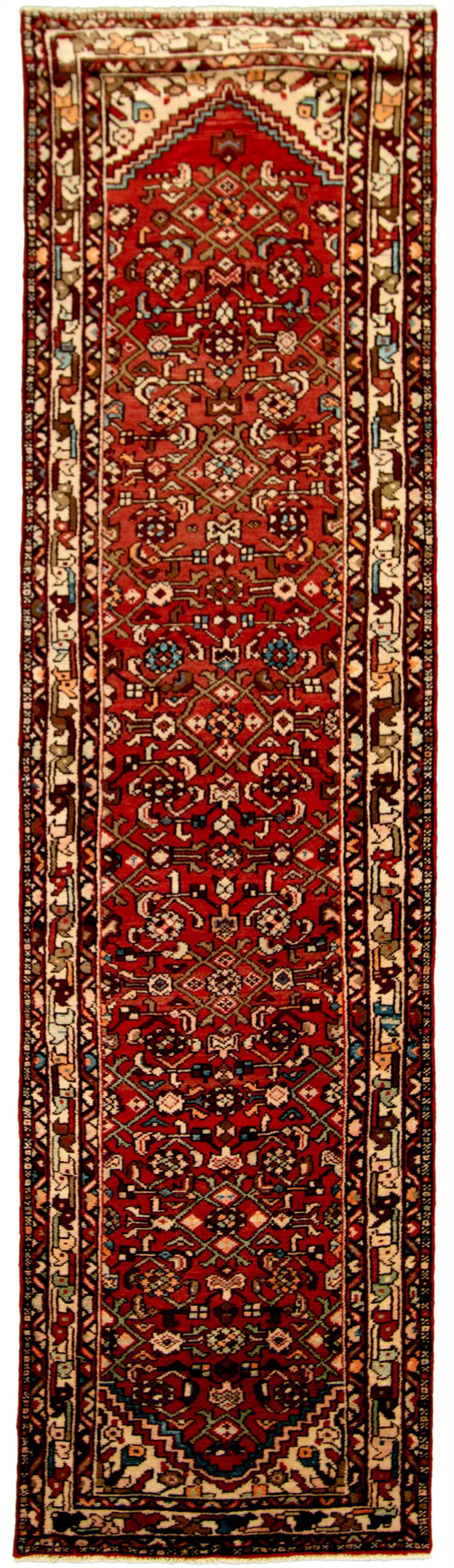 Hand-knotted Hamadan , Red Wool Rug 2'9" x 10'5" Size: 2'9" x 10'5"  