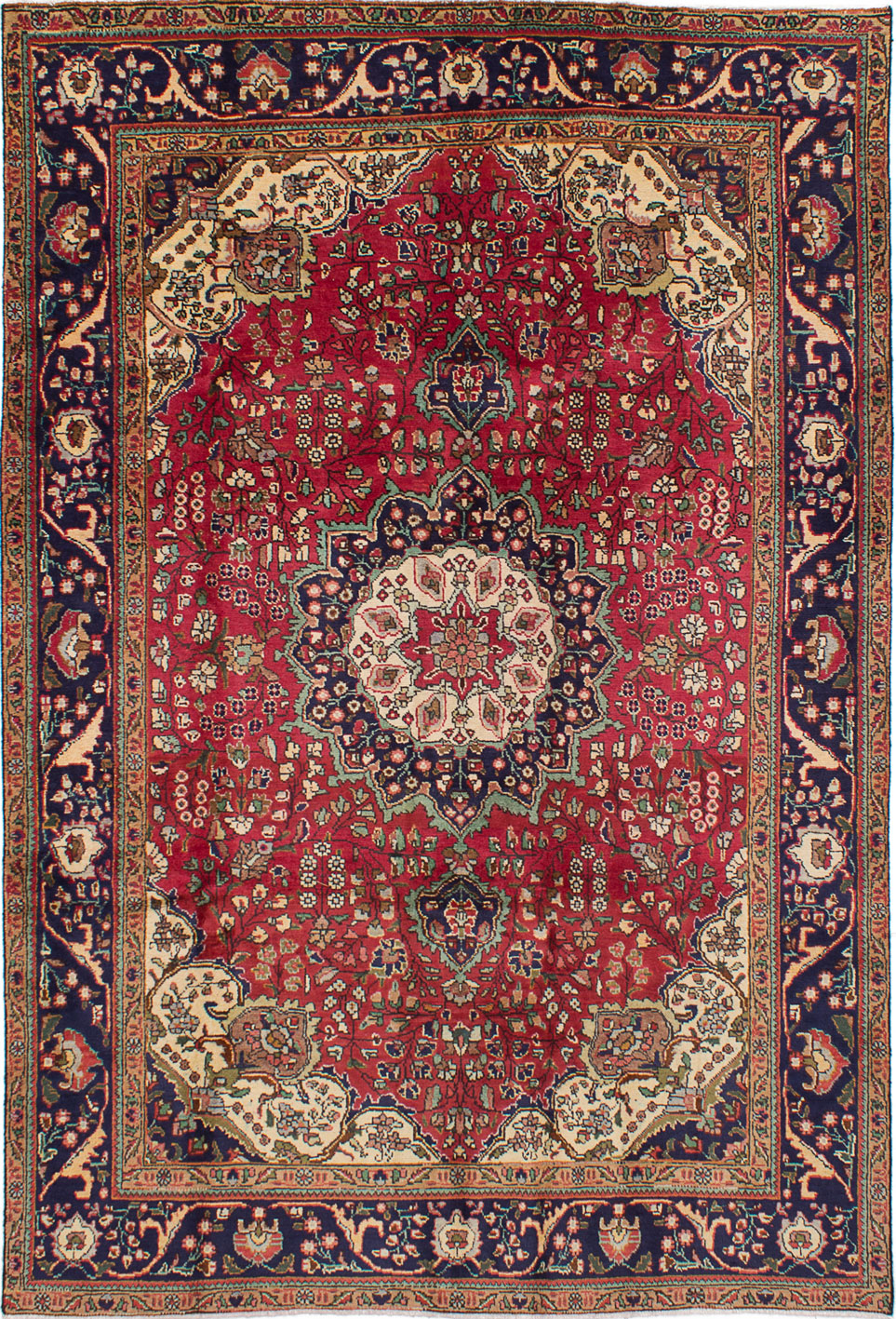 Hand-knotted Tabriz Red Wool Rug 6'7" x 9'9" Size: 6'7" x 9'9"  