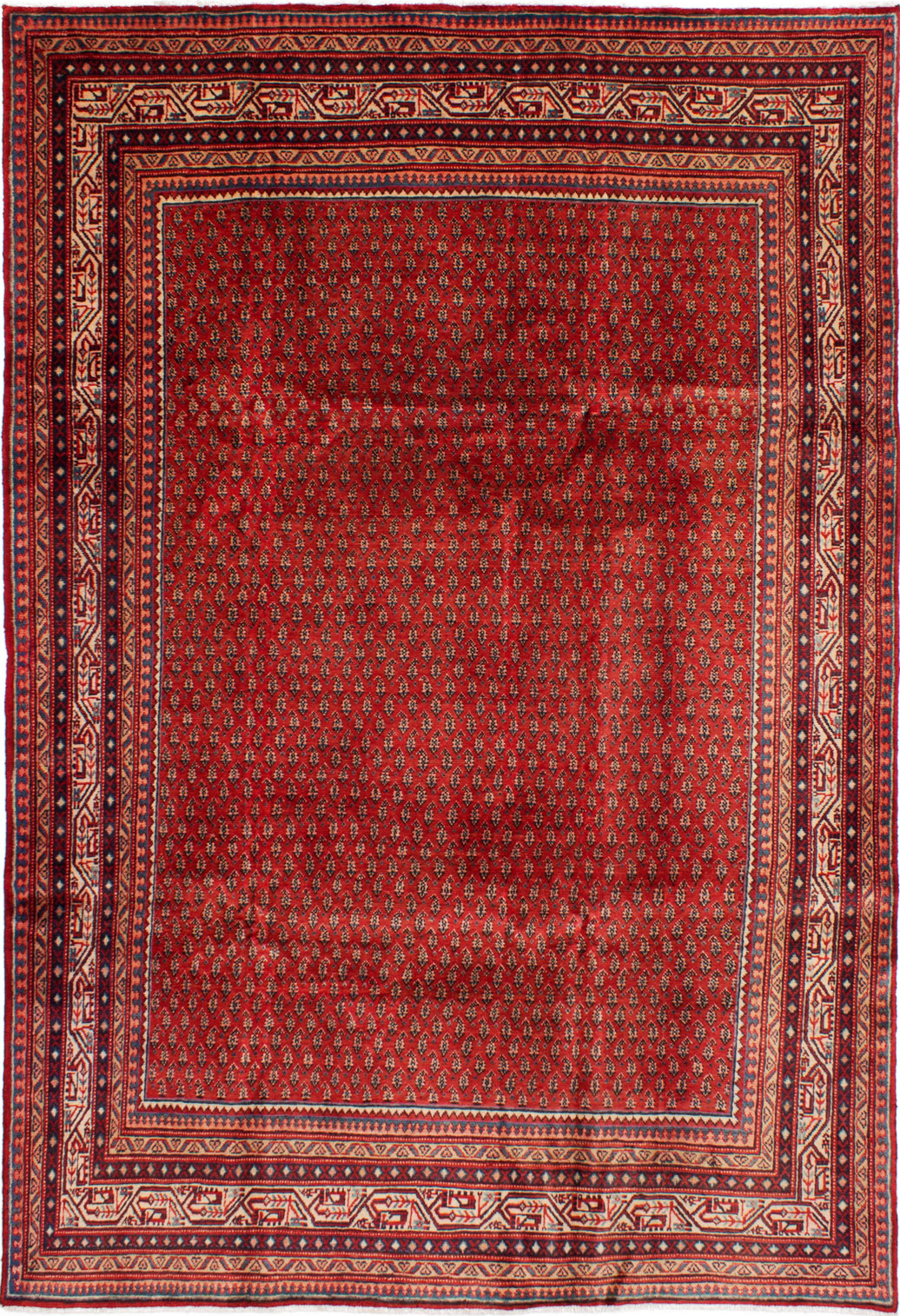Hand-knotted Arak Red Wool Rug 7'0" x 10'5" Size: 7'0" x 10'5"  