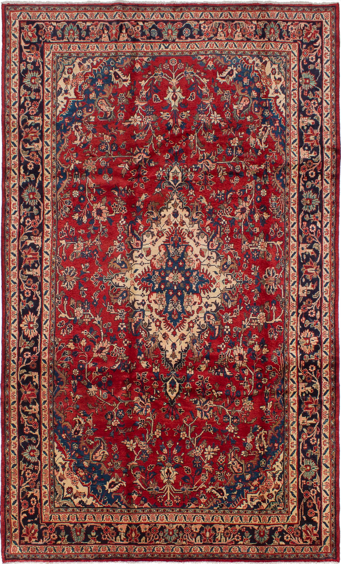 Hand-knotted Hamadan Red Wool Rug 6'9" x 11'2" Size: 6'9" x 11'2"  