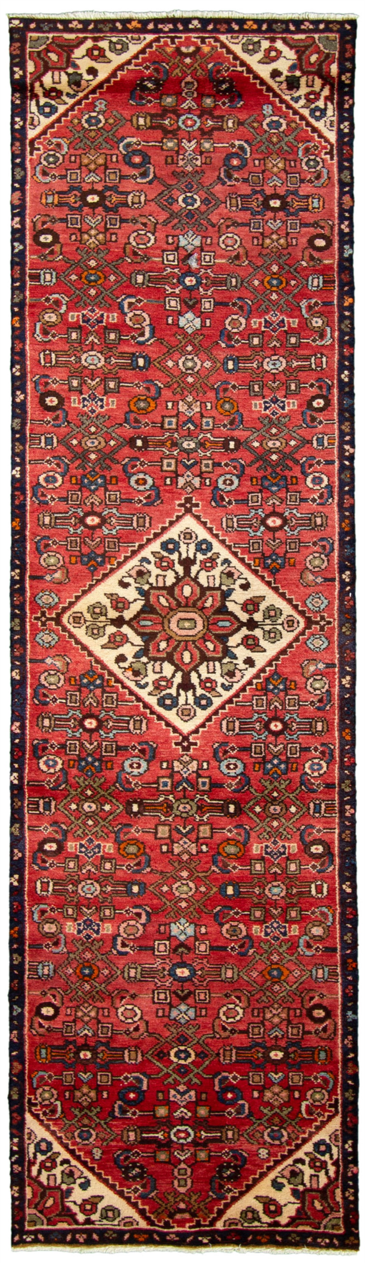 Hand-knotted Hamadan Red Wool Rug 2'7" x 9'5" Size: 2'7" x 9'5"  