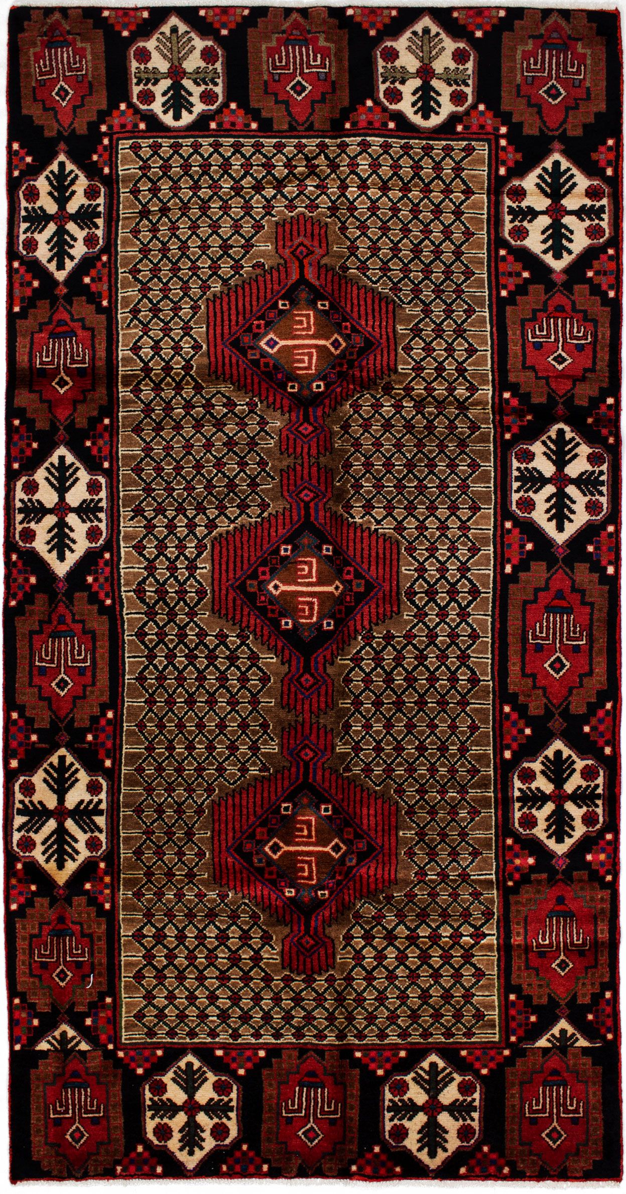 Hand-knotted Koliai Brown, Red Wool Rug 4'9" x 9'1" Size: 4'9" x 9'1"  