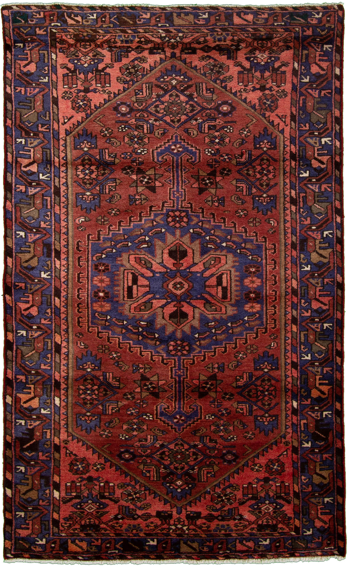 Hand-knotted Hamadan Dark Copper Wool Rug 4'7" x 7'5" Size: 4'7" x 7'5"  