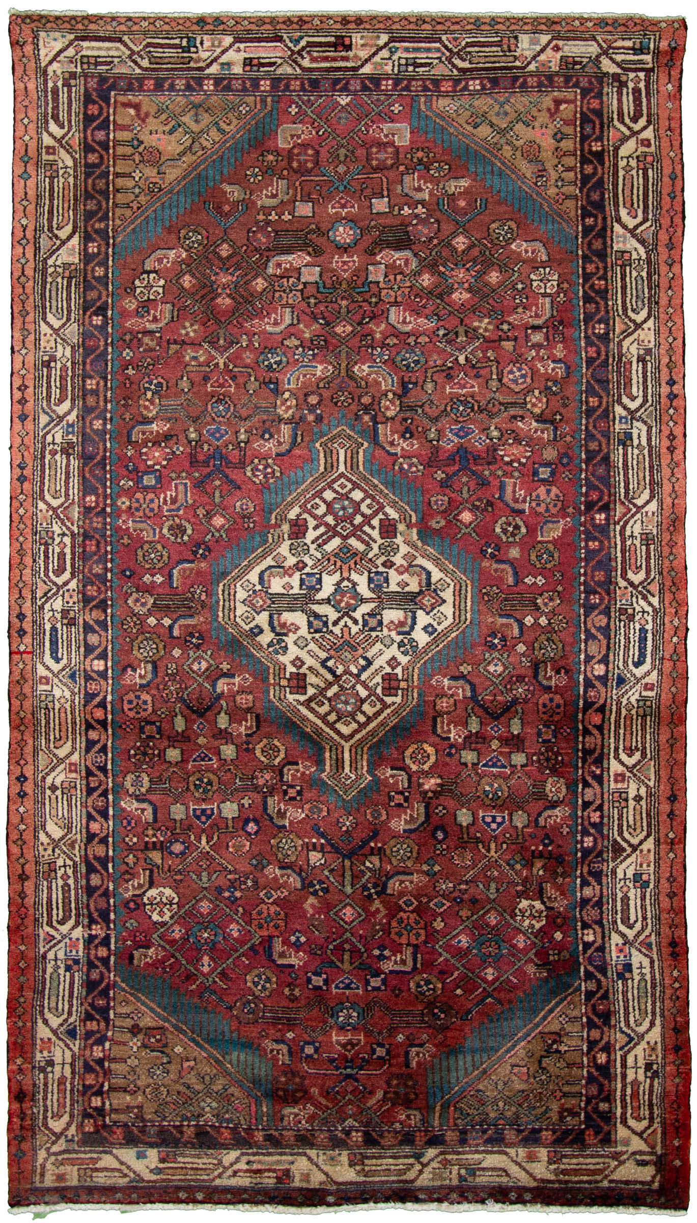 Hand-knotted Hamadan Dark Copper Wool Rug 4'7" x 8'8" Size: 4'7" x 8'8"  
