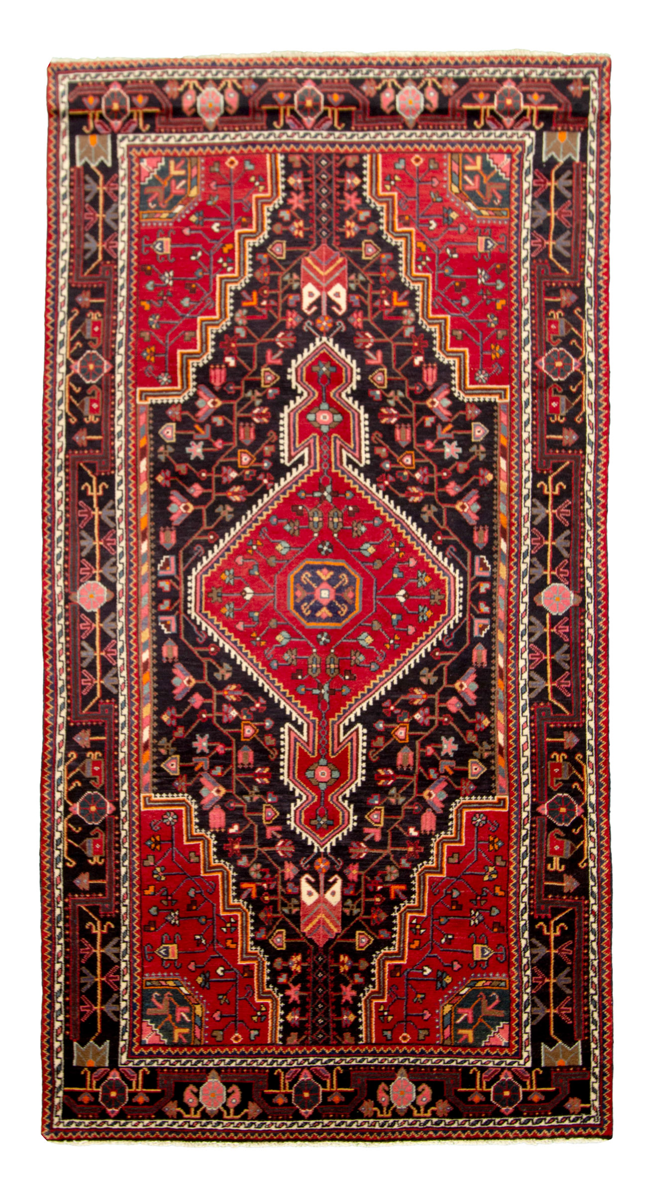 Hand-knotted Touserkan Black, Red Wool Rug 5'0" x 9'7" Size: 5'0" x 9'7"  