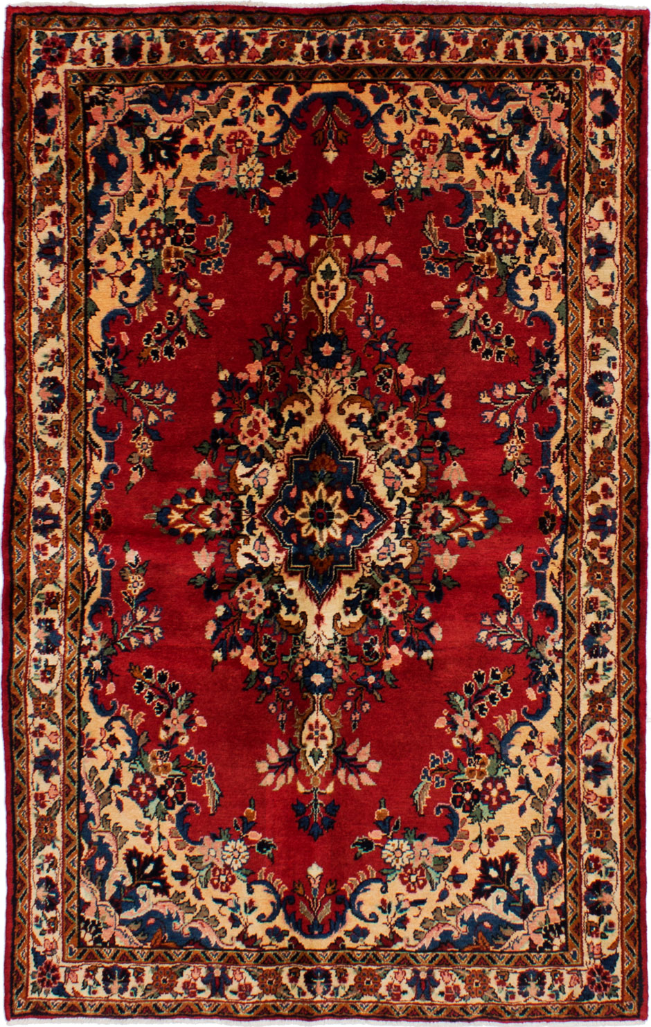 Hand-knotted Hamadan Red Wool Rug 4'7" x 7'5"  Size: 4'7" x 7'5"  