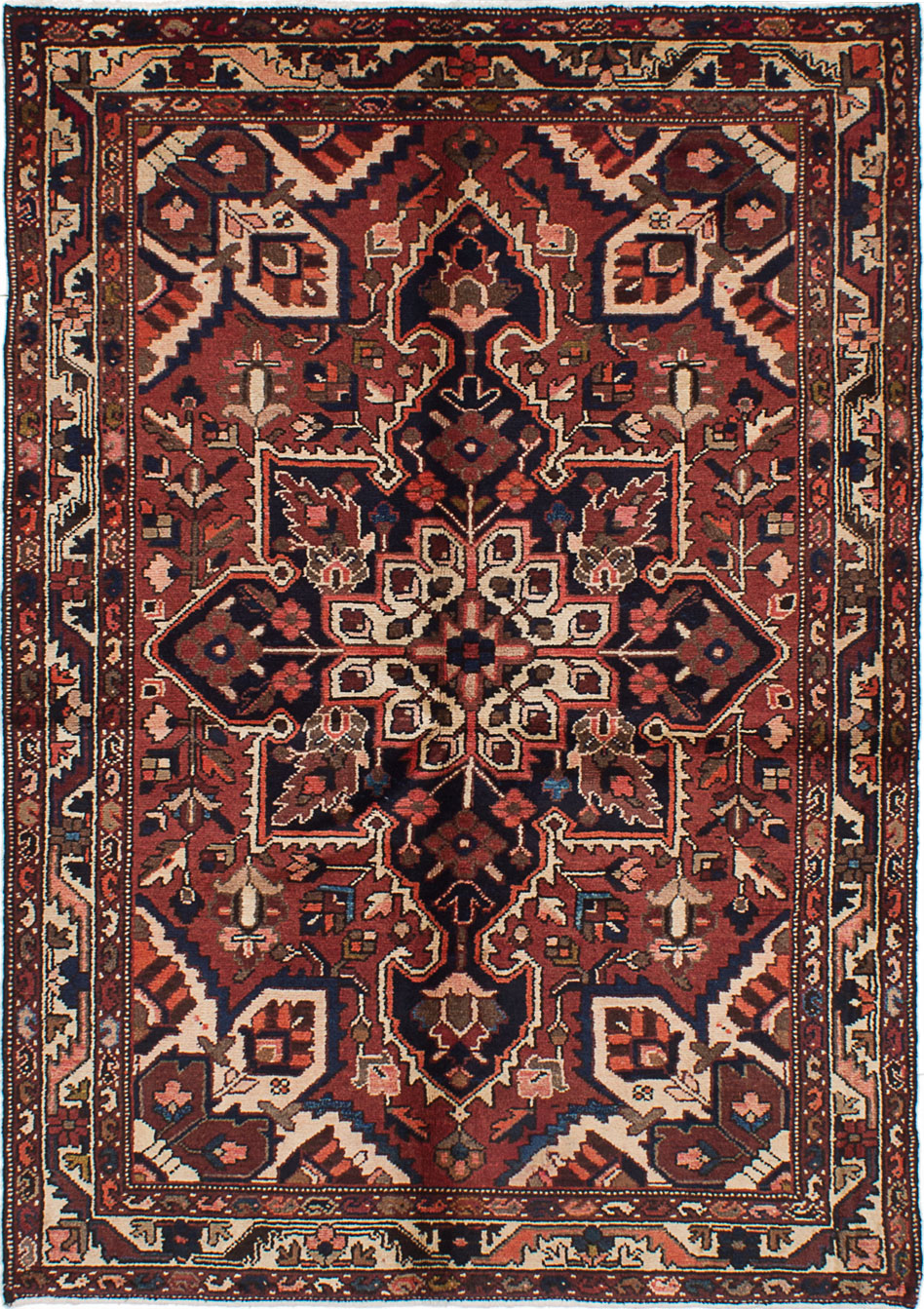 Hand-knotted Bakhtiar Dark Red Wool Rug 4'9" x 6'10" Size: 4'9" x 6'10"  