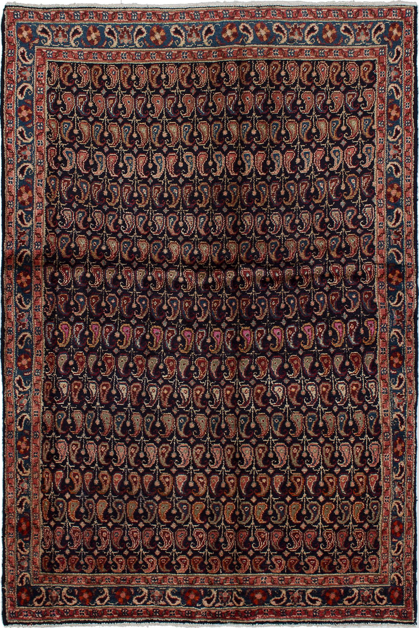 Hand-knotted Hamadan Dark Navy Wool Rug 4'7" x 6'10" Size: 4'7" x 6'10"  