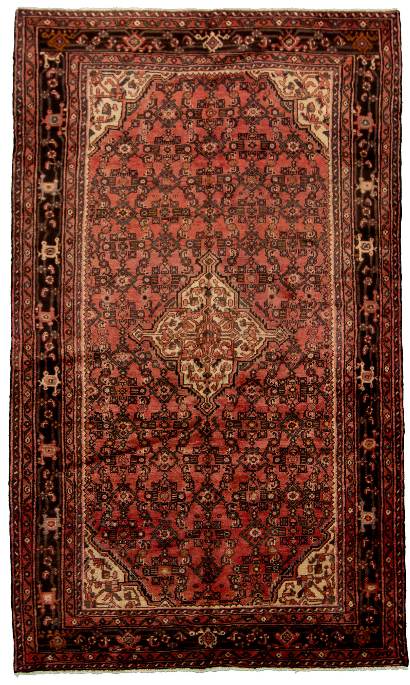 Hand-knotted Hosseinabad Dark Copper Wool Rug 5'5" x 9'3" Size: 5'5" x 9'3"  