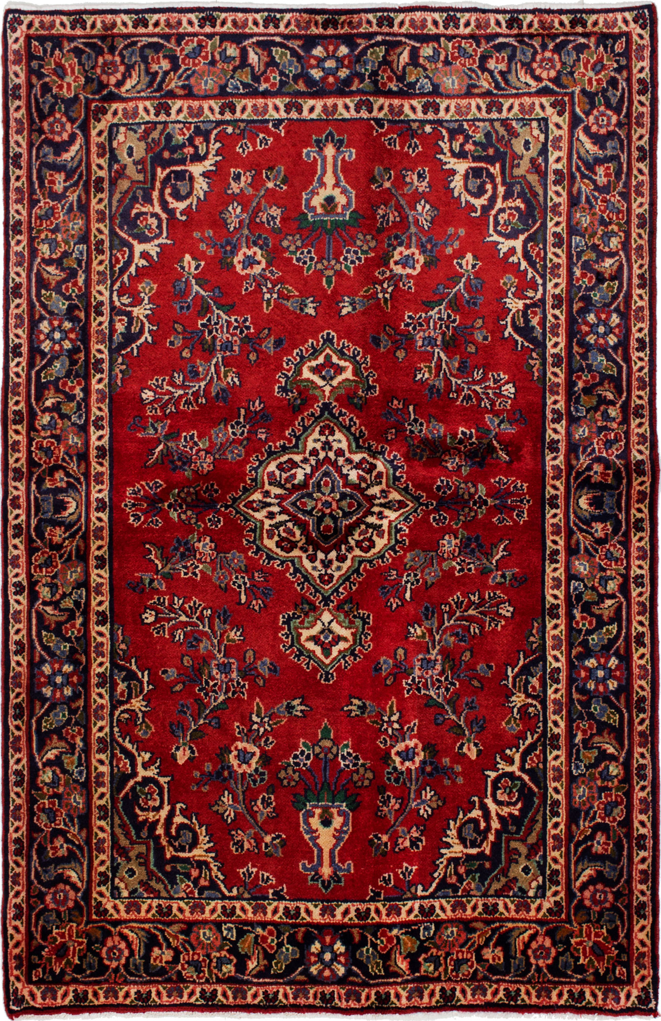 Hand-knotted Mahal Red Wool Rug 4'7" x 7'0" Size: 4'7" x 7'0"  