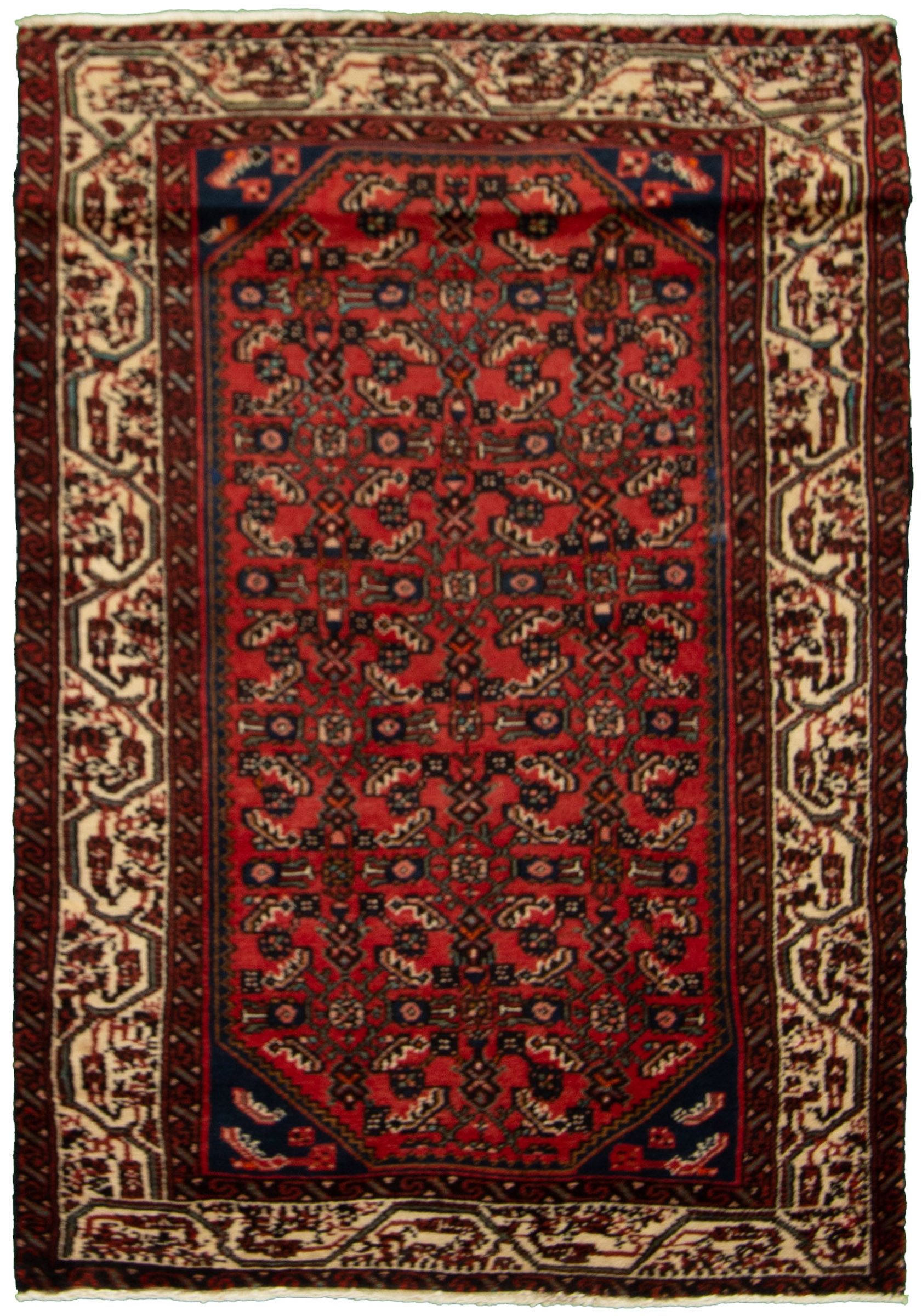 Hand-knotted Hamadan Dark Copper Wool Rug 3'6" x 5'1"  Size: 3'6" x 5'1"  