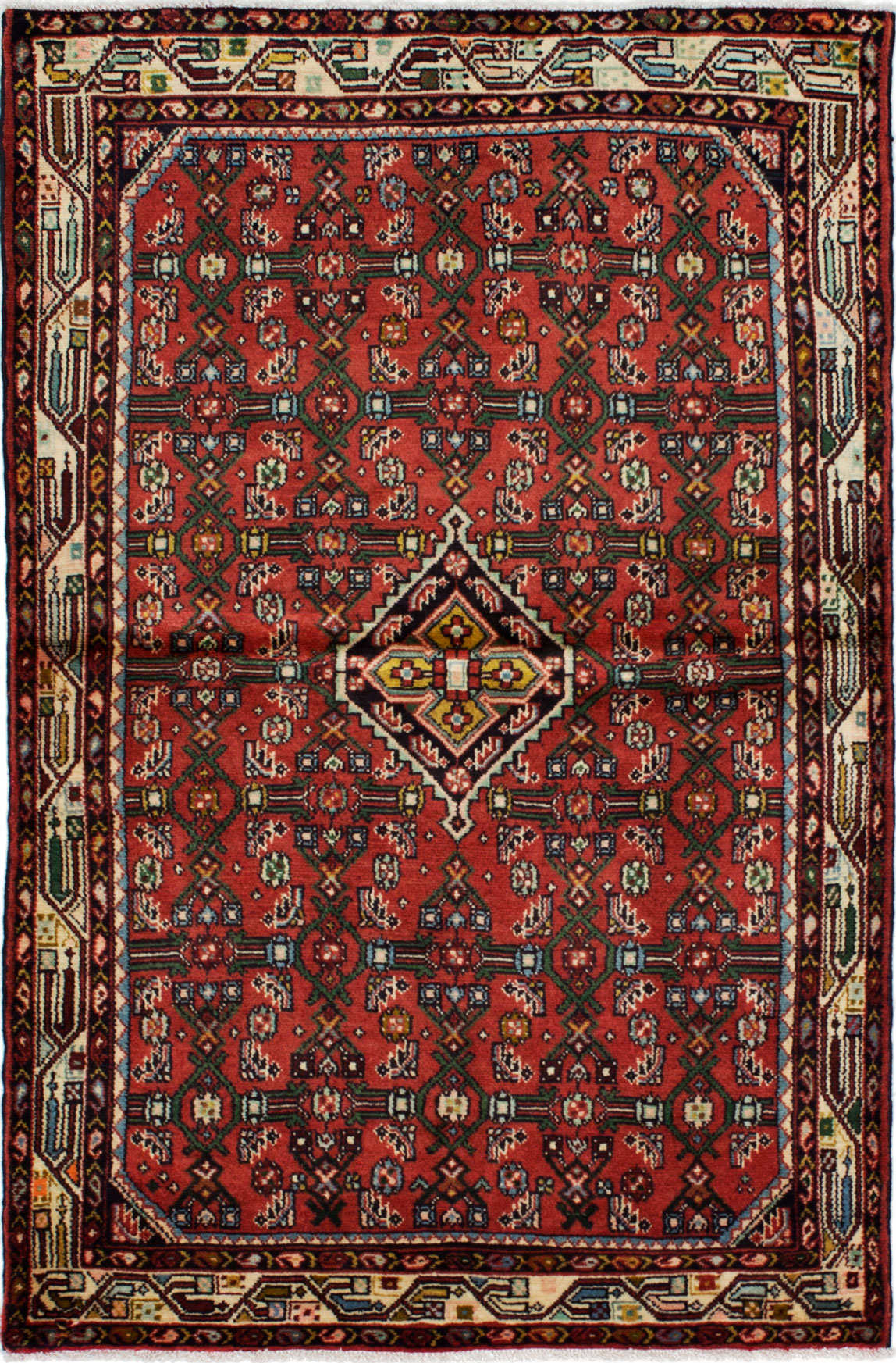 Hand-knotted Hamadan Dark Copper Wool Rug 3'5" x 5'3" Size: 3'5" x 5'3"  