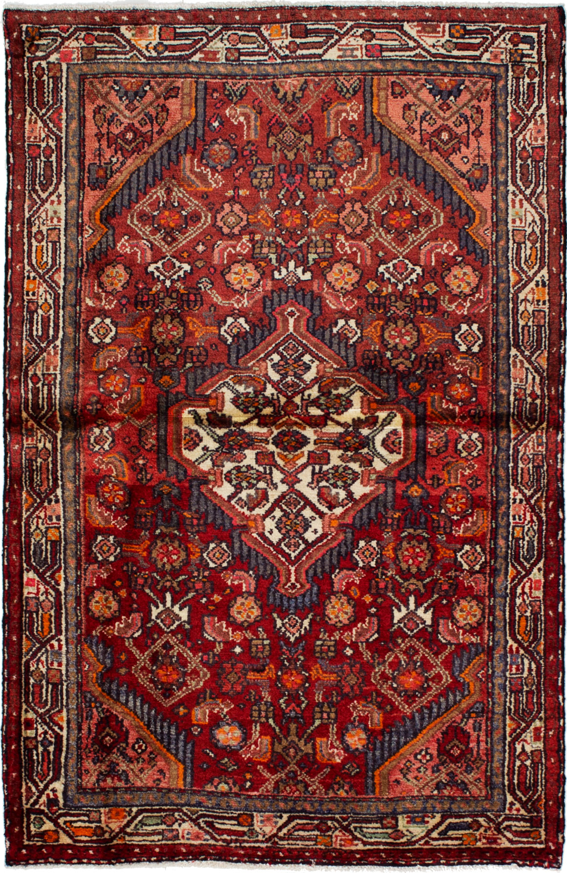Hand-knotted Hamadan Dark Copper Wool Rug 3'7" x 5'3" Size: 3'7" x 5'3"  