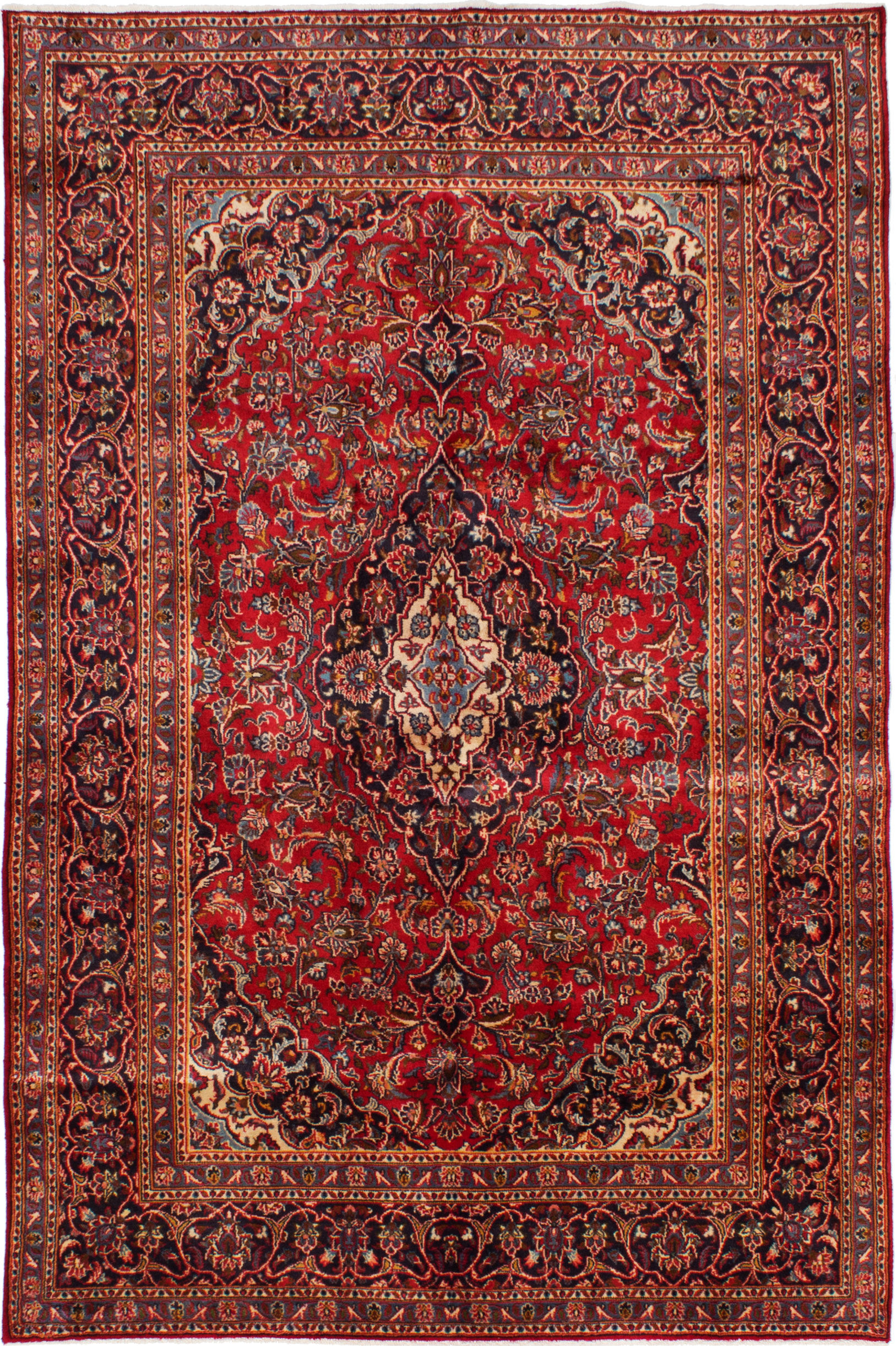 Hand-knotted Kashan Red Wool Rug 6'6" x 9'8"  Size: 6'6" x 9'8"  