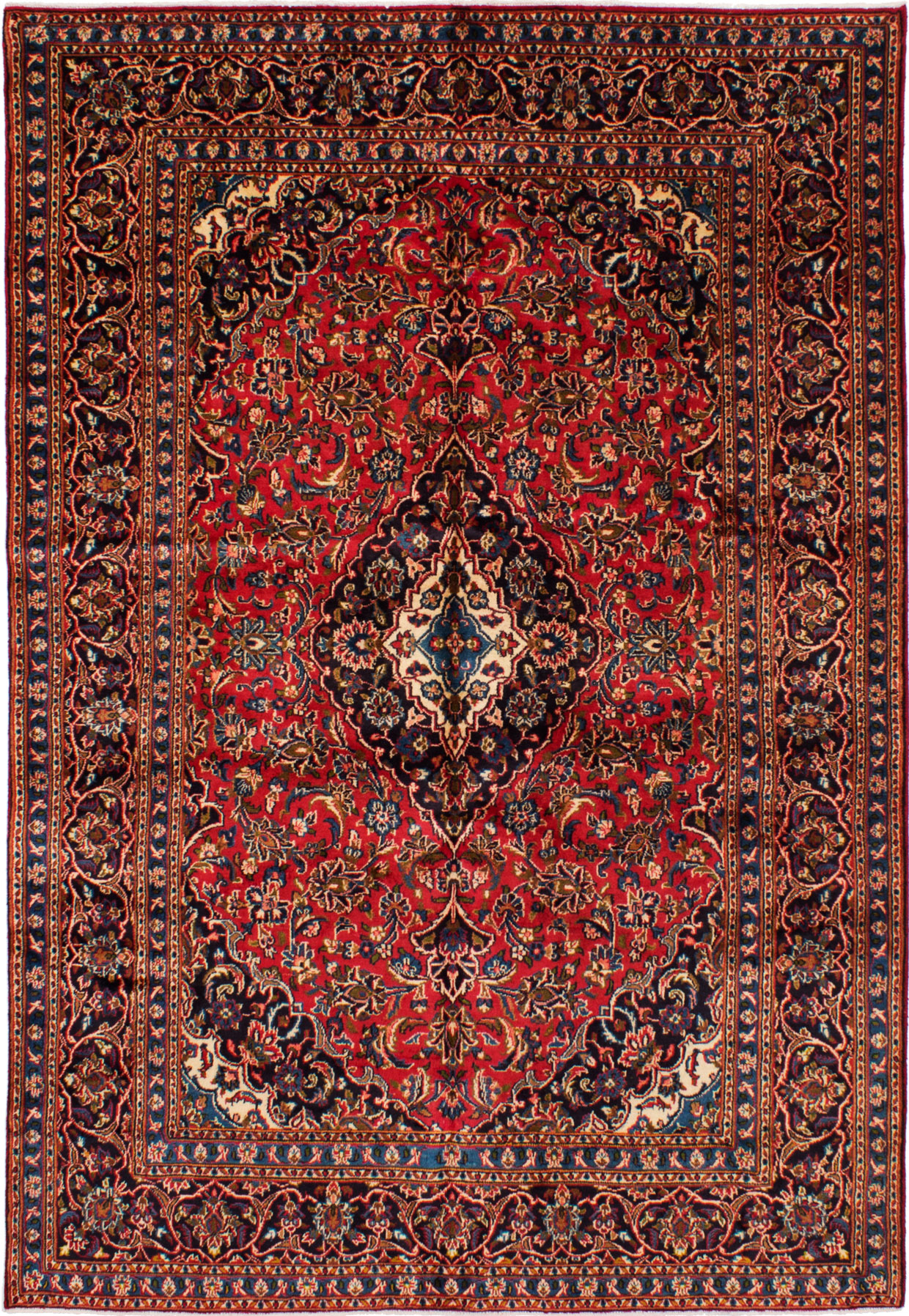 Hand-knotted Mashad Red Wool Rug 6'7" x 9'9" Size: 6'7" x 9'9"  