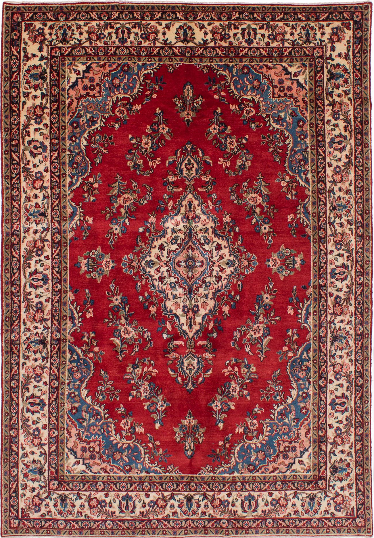 Hand-knotted Mahal Red Wool Rug 6'10" x 10'1" Size: 6'10" x 10'1"  