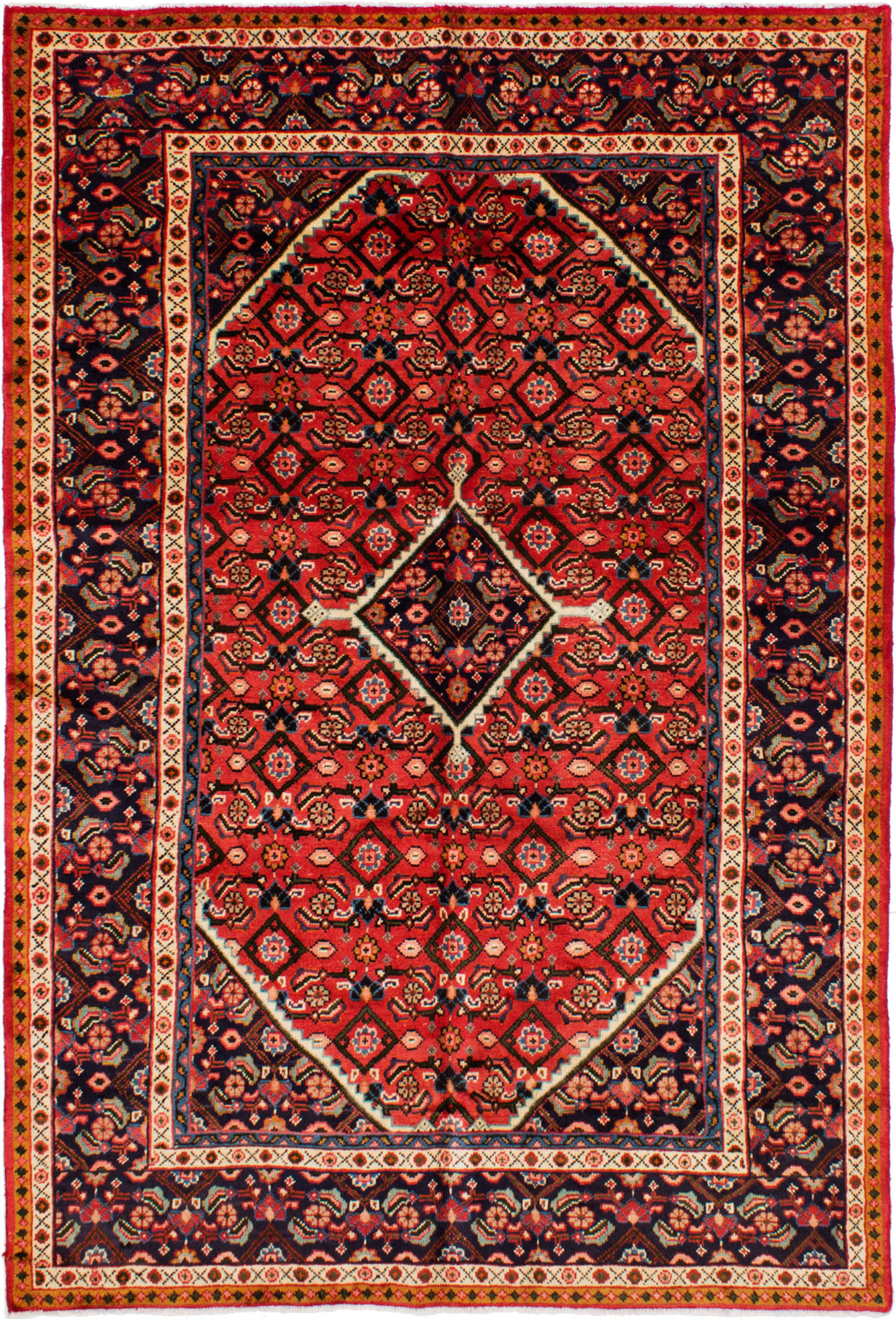 Hand-knotted Meshkabad Red Wool Rug 6'5" x 9'8" Size: 6'5" x 9'8"  