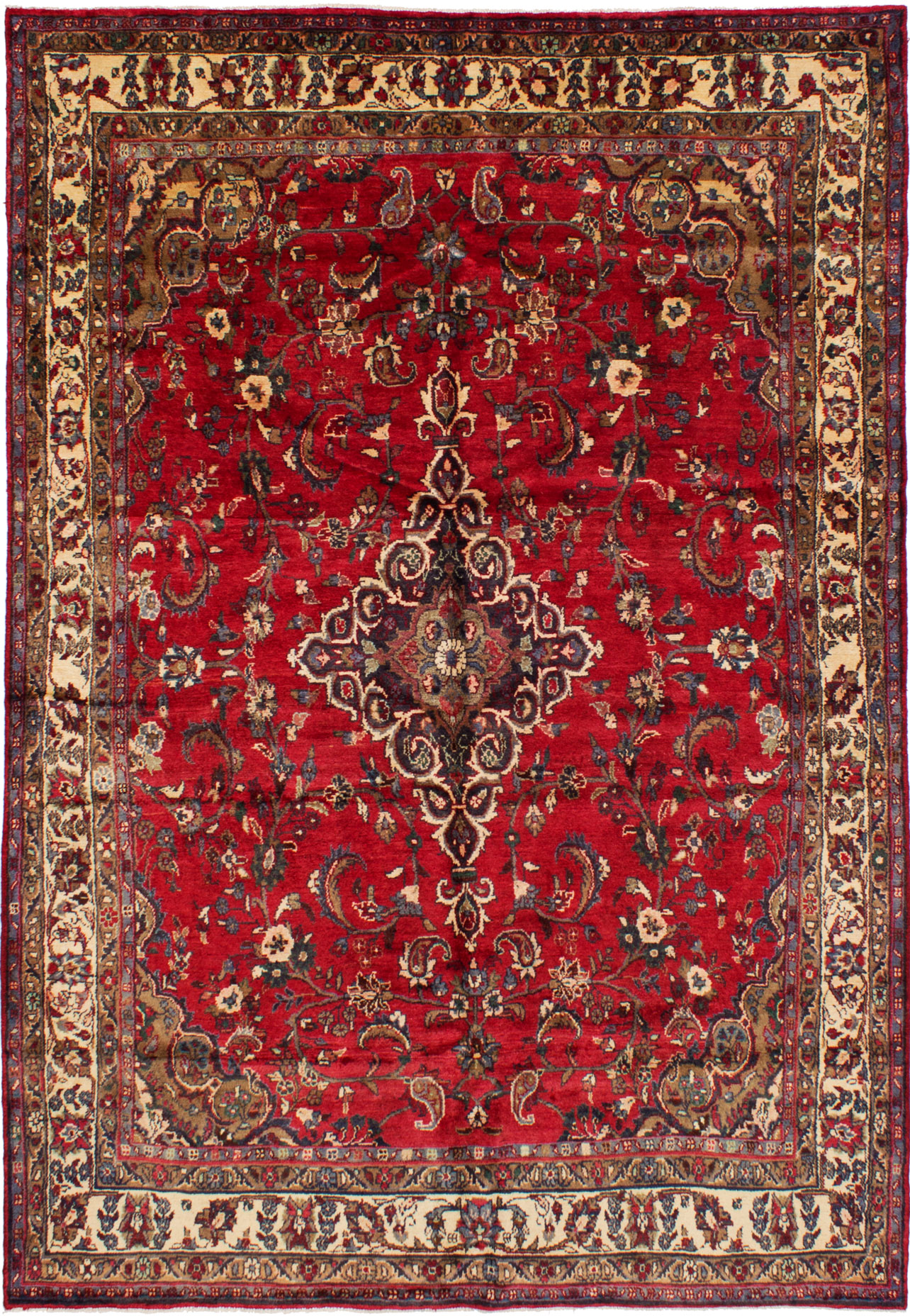 Hand-knotted Hamadan Red Wool Rug 6'10" x 10'0"  Size: 6'10" x 10'0"  