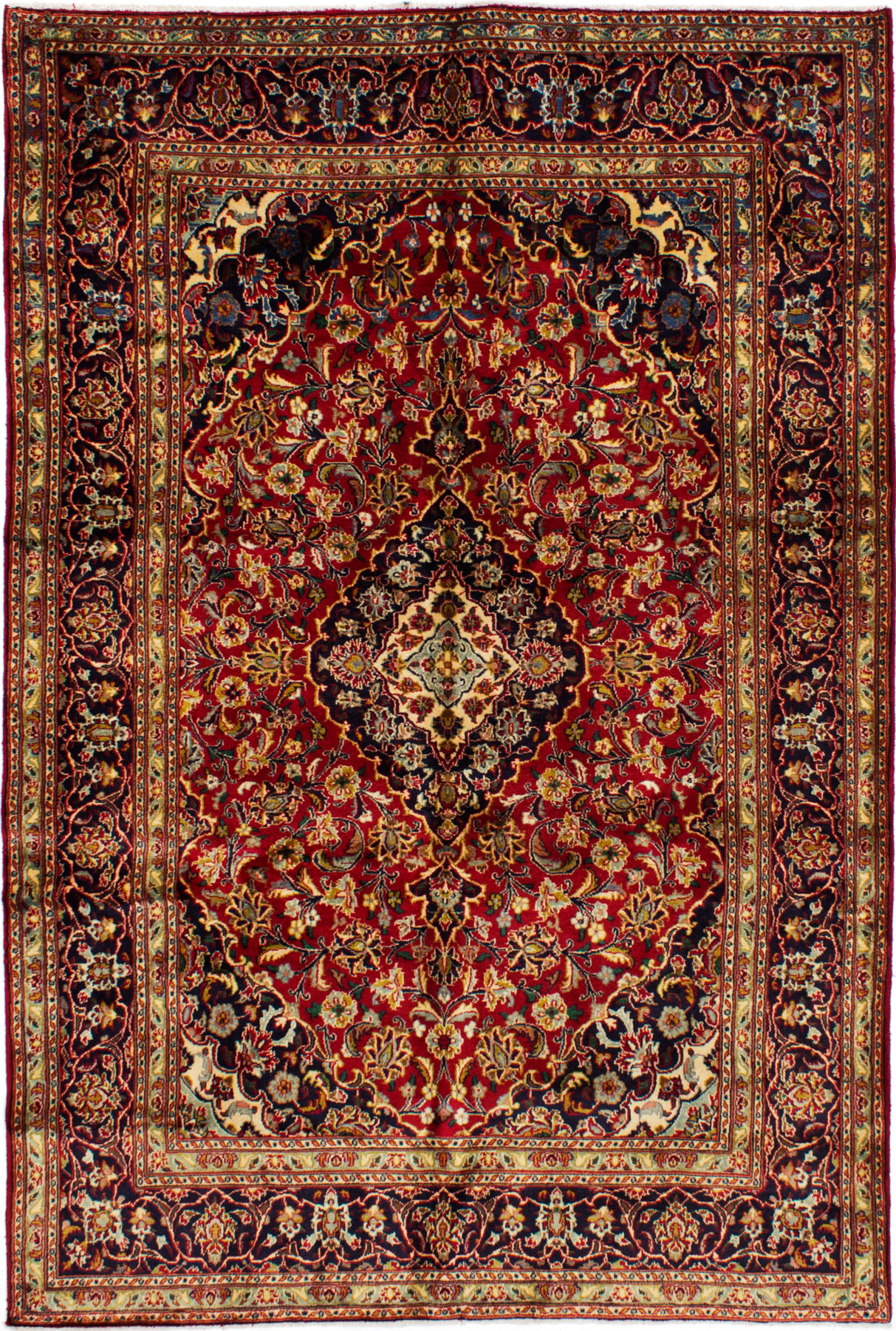 Hand-knotted Mashad Red Wool Rug 6'5" x 9'8" Size: 6'5" x 9'8"  