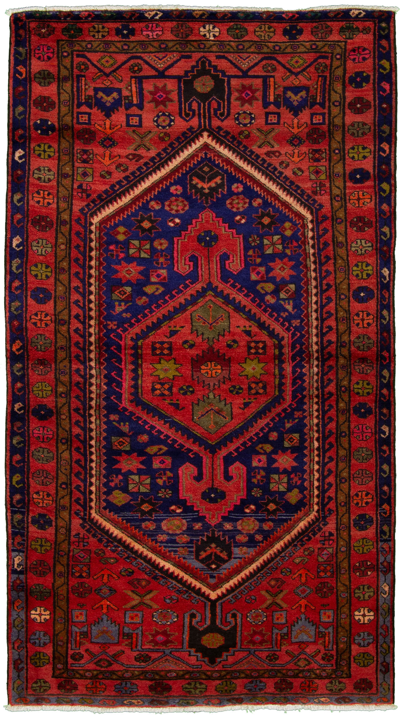 Hand-knotted Hamadan Dark Copper Wool Rug 4'4" x 8'7" Size: 4'4" x 8'7"  
