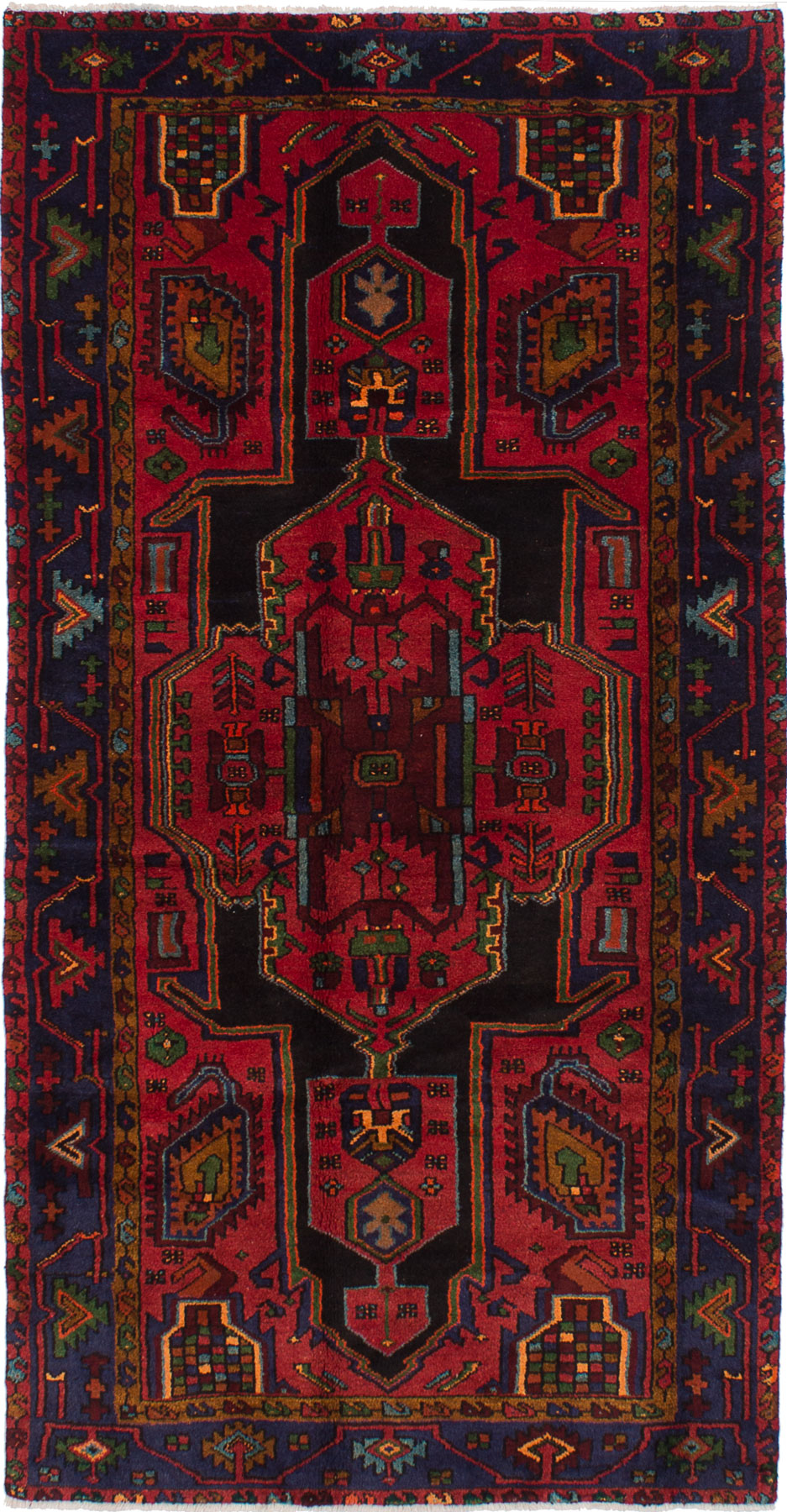 Hand-knotted Nahavand Red Wool Rug 4'3" x 8'1" Size: 4'3" x 8'1"  