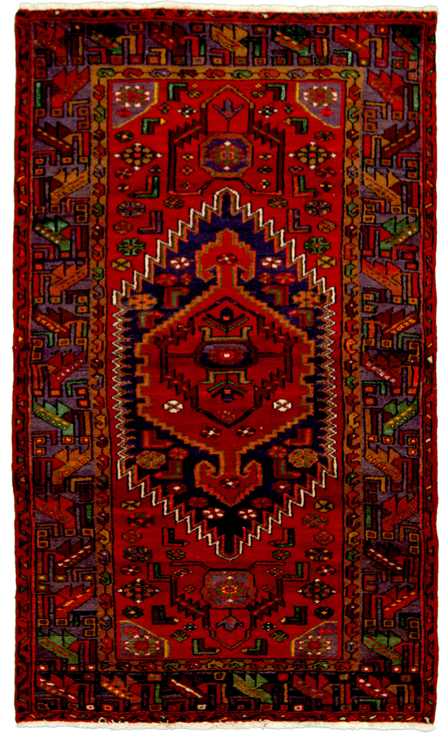 Hand-knotted Hamadan Red Wool Rug 4'1" x 7'1"  Size: 4'1" x 7'1"  