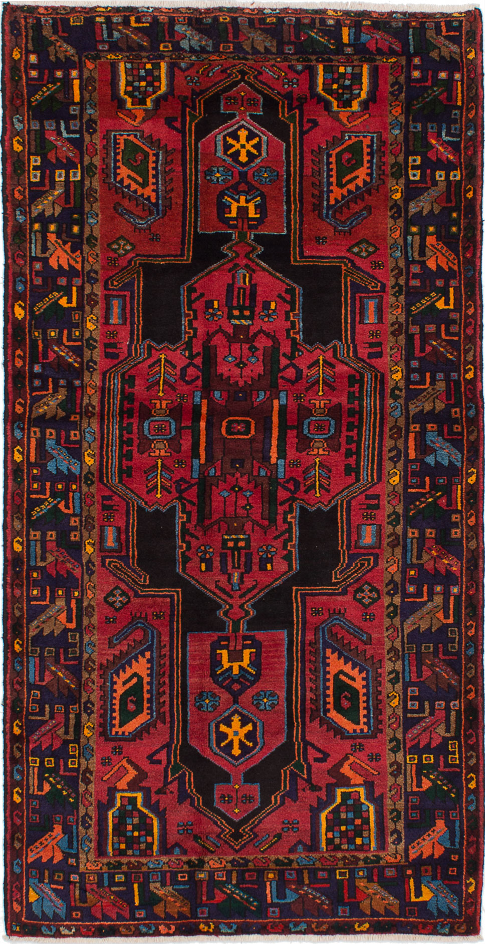 Hand-knotted Nahavand Red Wool Rug 4'5" x 8'10" Size: 4'5" x 8'10"  