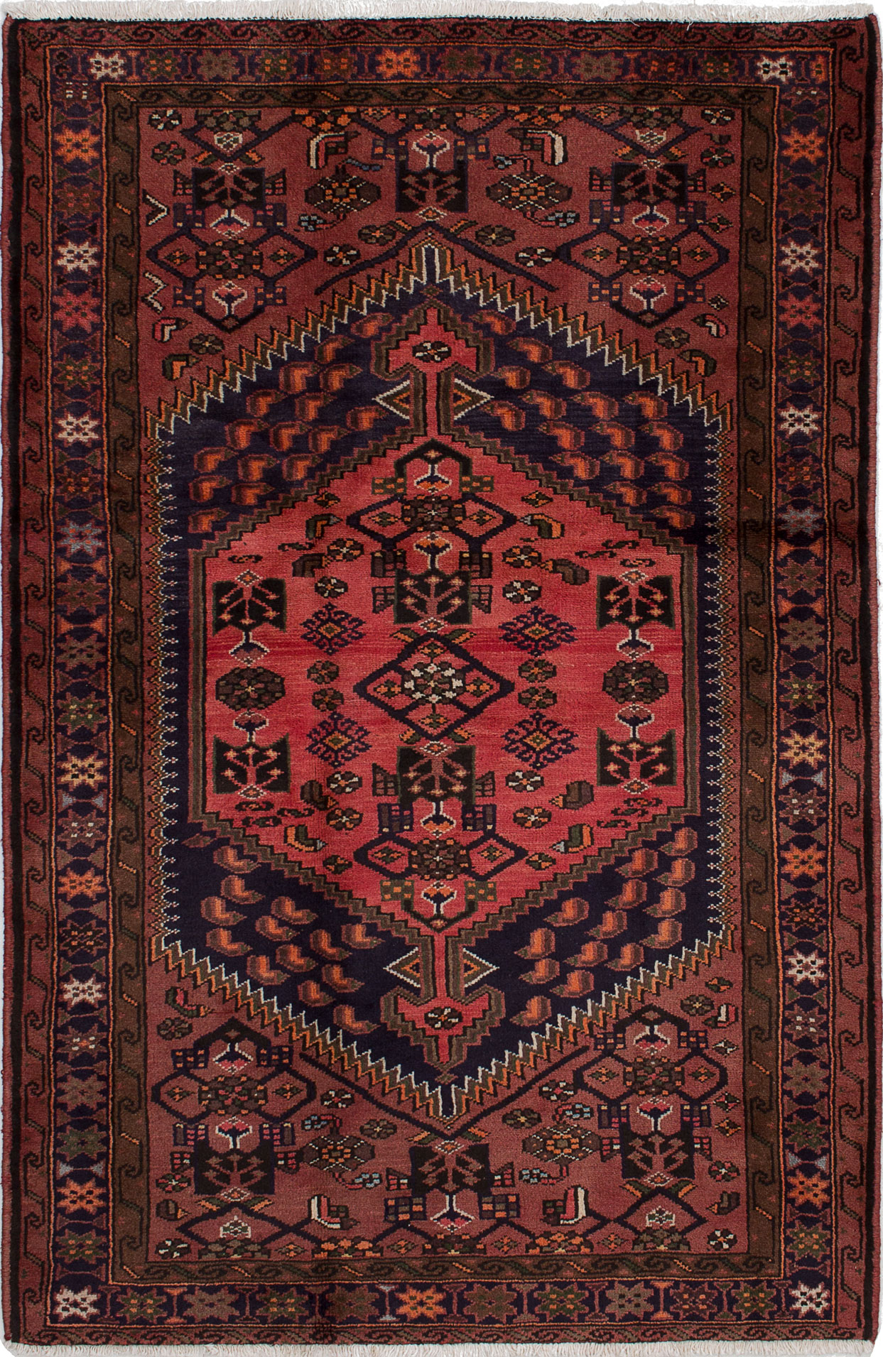 Hand-knotted Nahavand Dark Copper Wool Rug 4'4" x 6'8" Size: 4'4" x 6'8"  