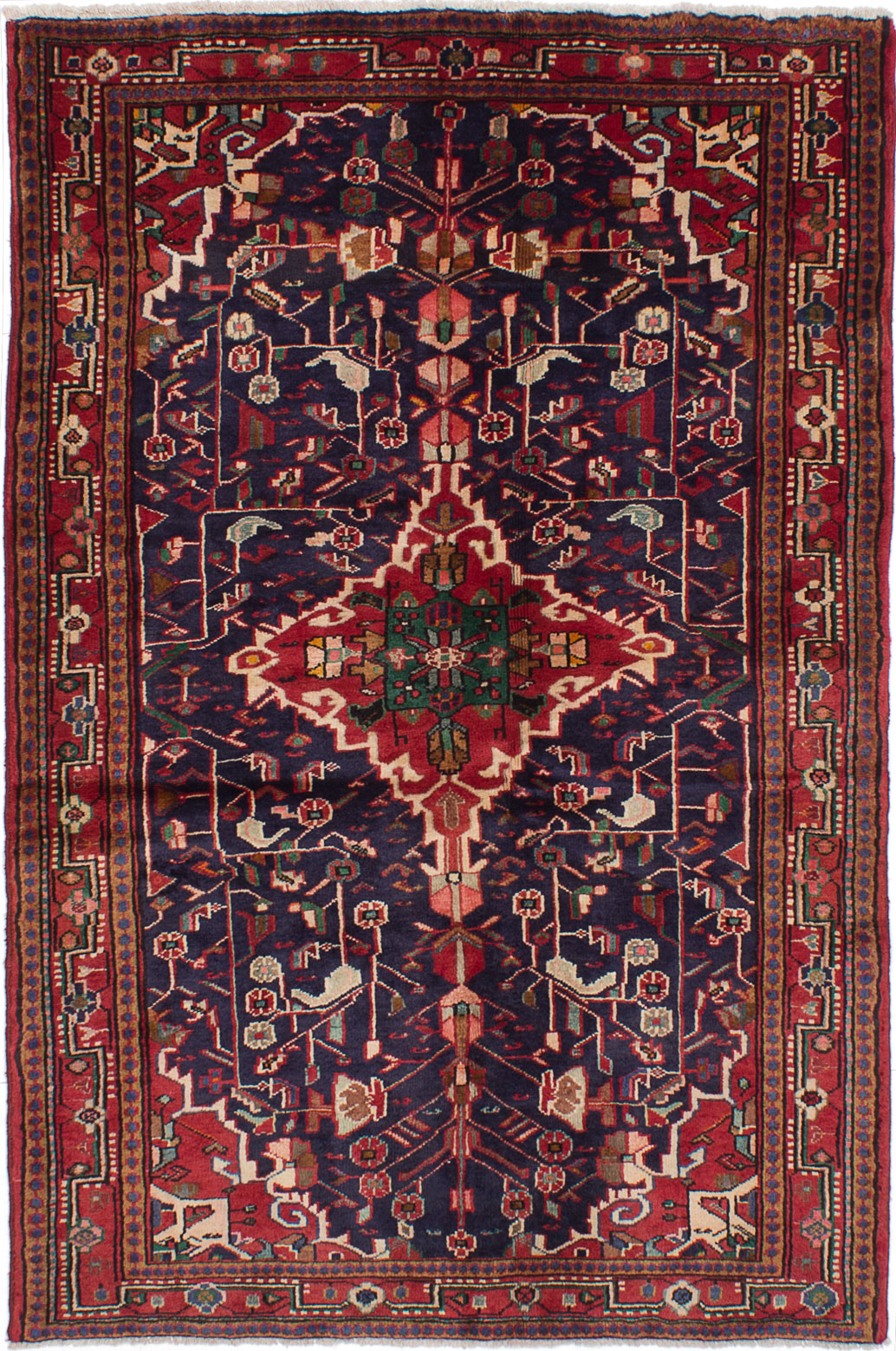Hand-knotted Touserkan Dark Navy Wool Rug 4'10" x 7'0" Size: 4'10" x 7'0"  