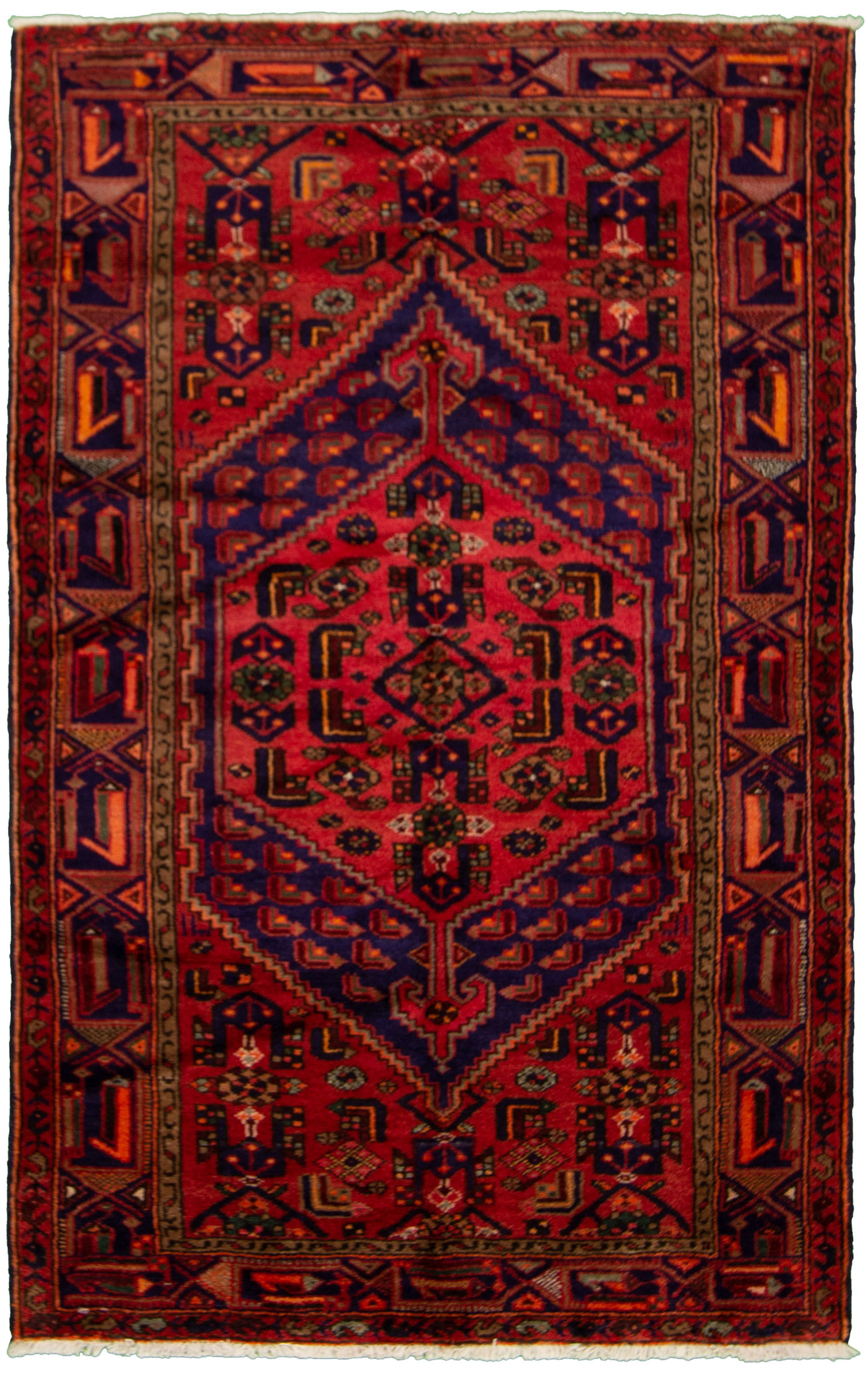 Hand-knotted Nahavand Red Wool Rug 4'6" x 6'11" Size: 4'6" x 6'11"  