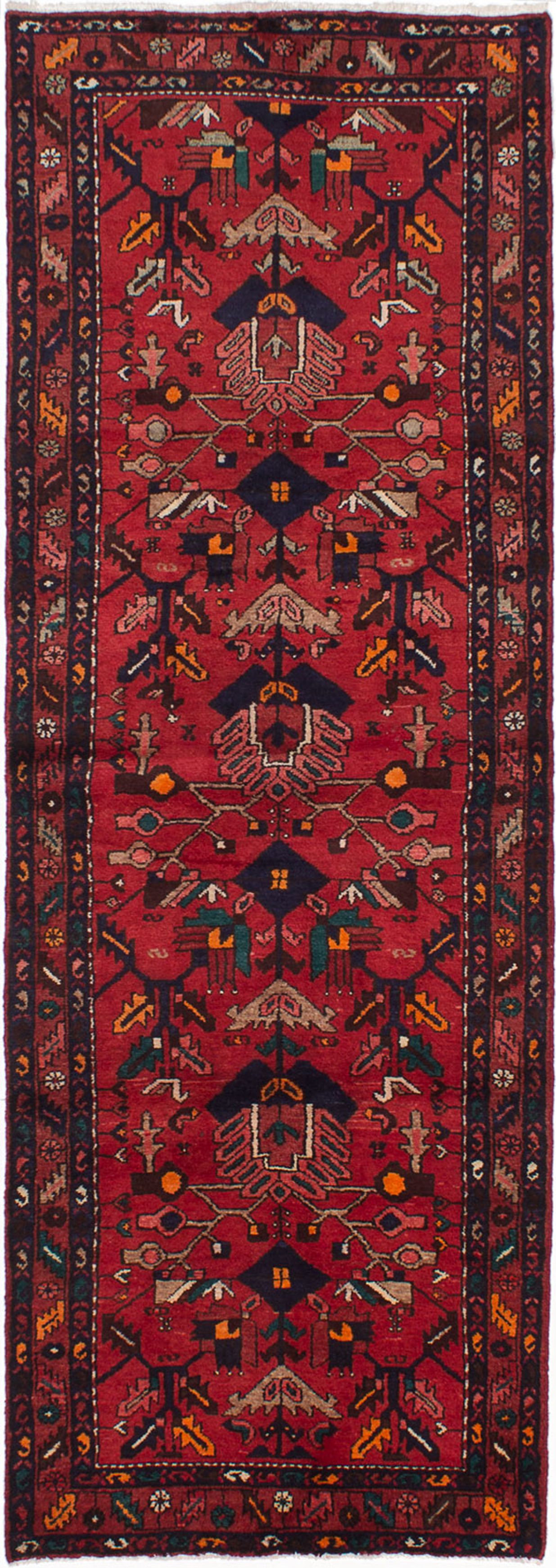 Hand-knotted Hamadan Red Wool Rug 3'3" x 9'7"  Size: 3'3" x 9'7"  