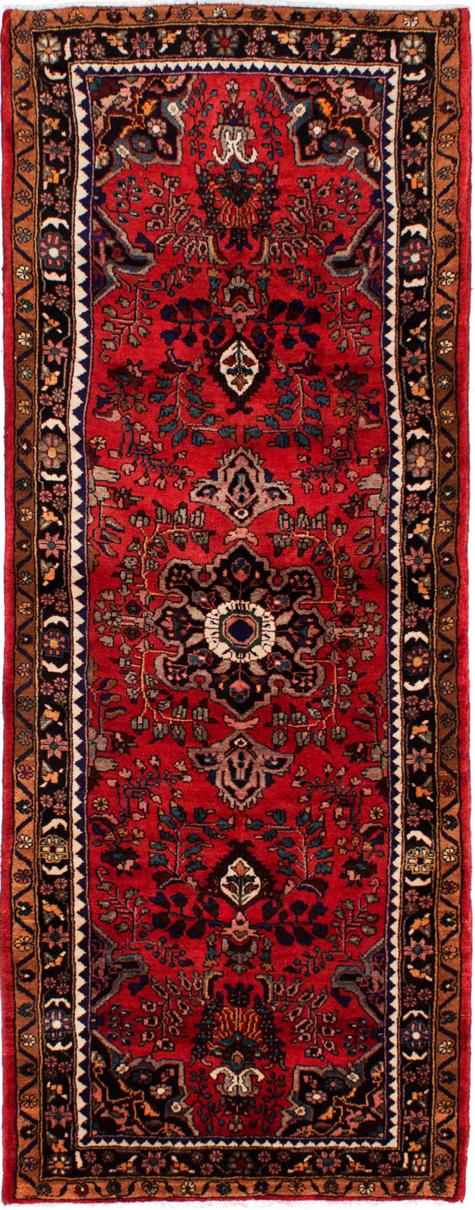 Hand-knotted Hamadan Red Wool Rug 3'9" x 10'0" Size: 3'9" x 10'0"  