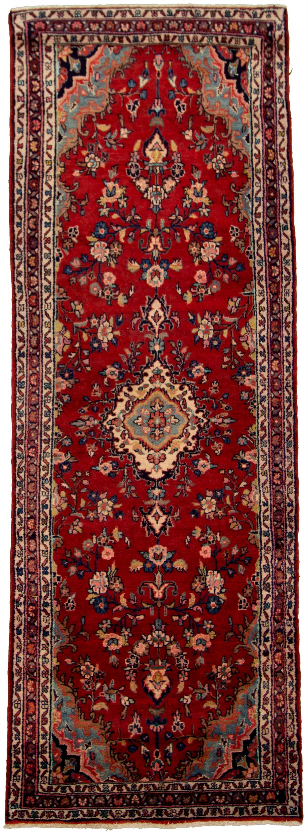 Hand-knotted Hamadan Red Wool Rug 3'6" x 10'0"  Size: 3'6" x 10'0"  