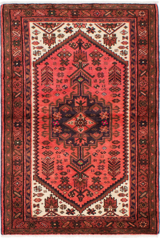 Hand-knotted Nahavand Light Red Wool Rug 3'6" x 5'2" Size: 3'6" x 5'1"  