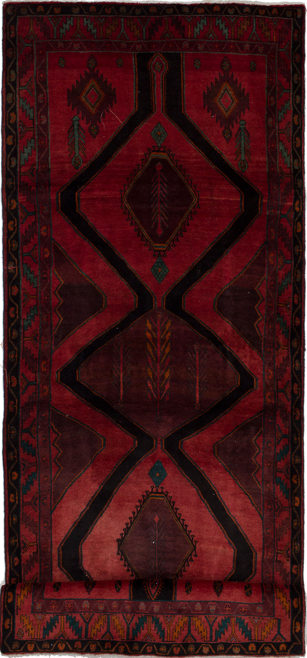 Hand-knotted Zanjan Black, Red Wool Rug 4'2" x 11'5" Size: 4'2" x 11'5"  