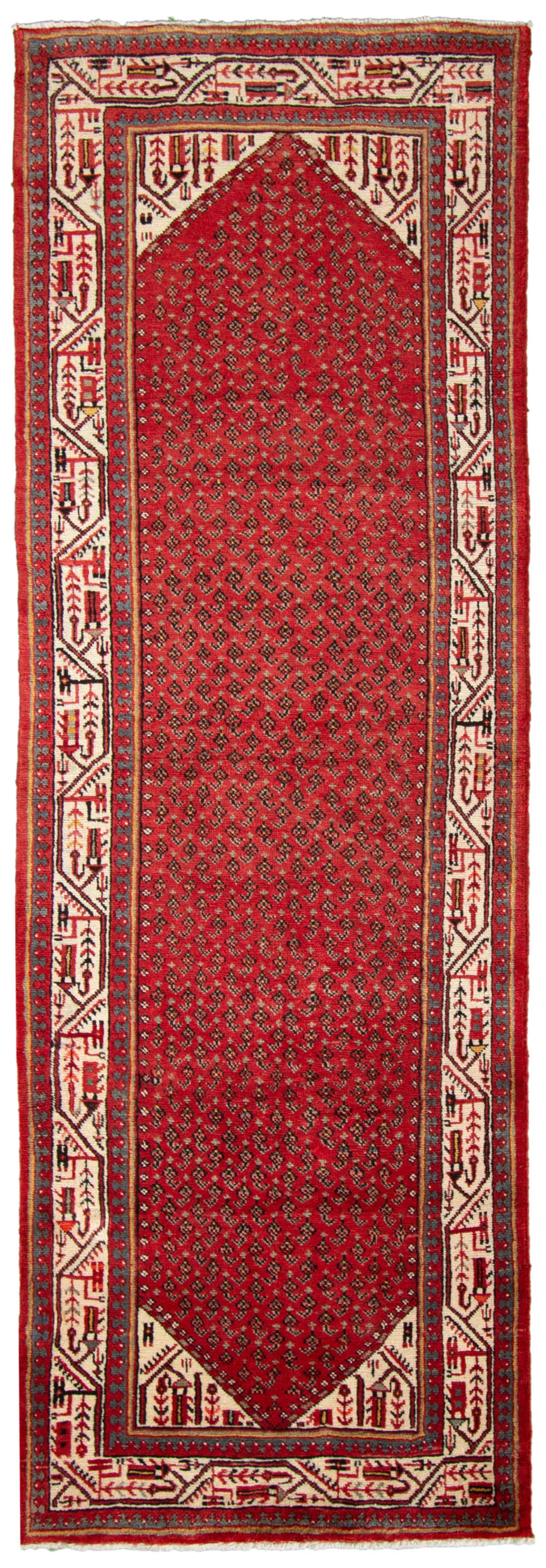 Hand-knotted Arak Red Wool Rug 3'5" x 10'3"  Size: 3'5" x 10'3"  