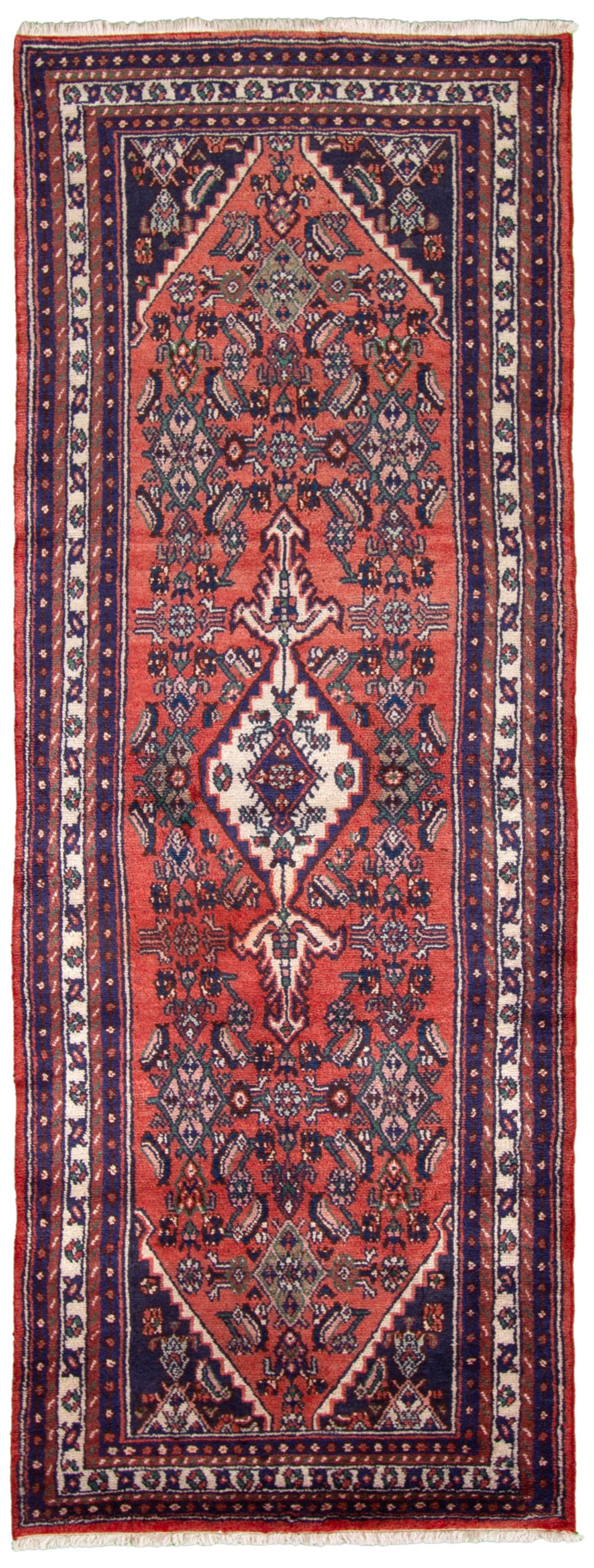 Hand-knotted Hamadan Dark Copper Wool Rug 3'7" x 10'2" Size: 3'7" x 10'2"  