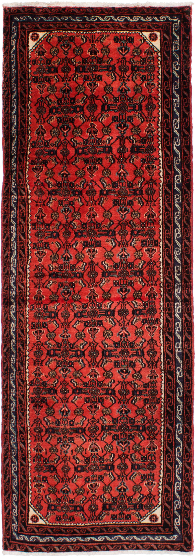 Hand-knotted Hosseinabad Dark Copper Wool Rug 3'2" x 9'6" Size: 3'2" x 9'6"  