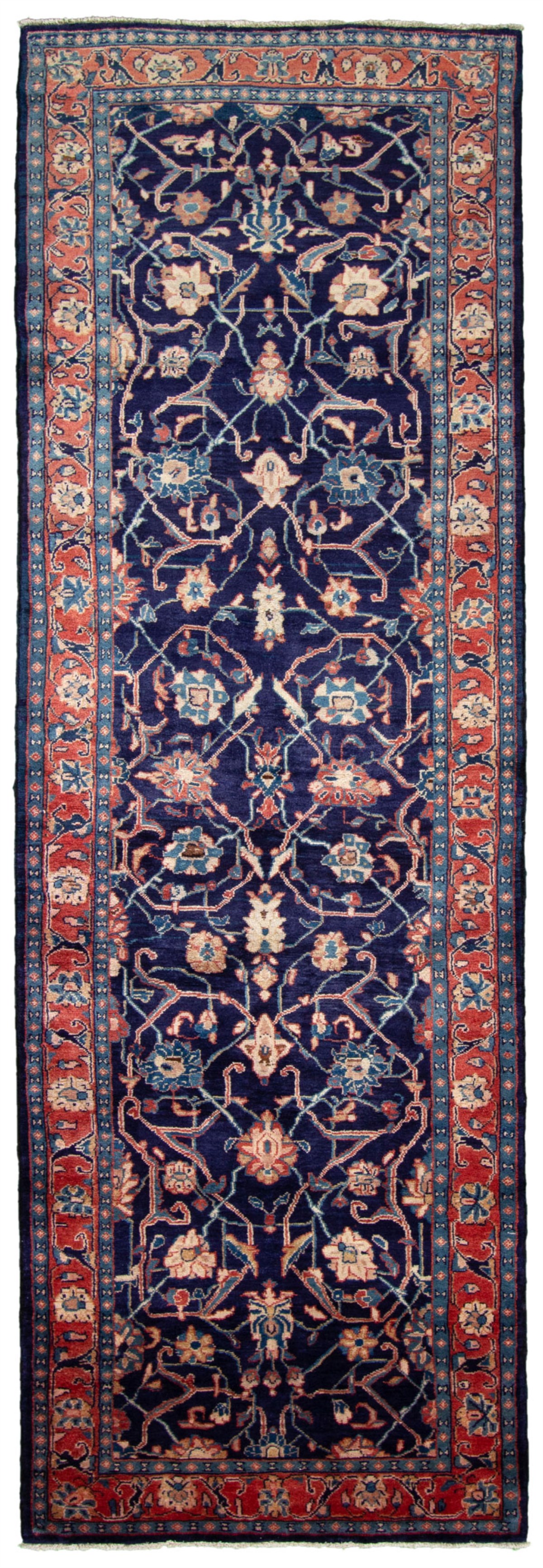 Hand-knotted Mahal Dark Navy Wool Rug 3'8" x 11'2" Size: 3'8" x 11'2"  