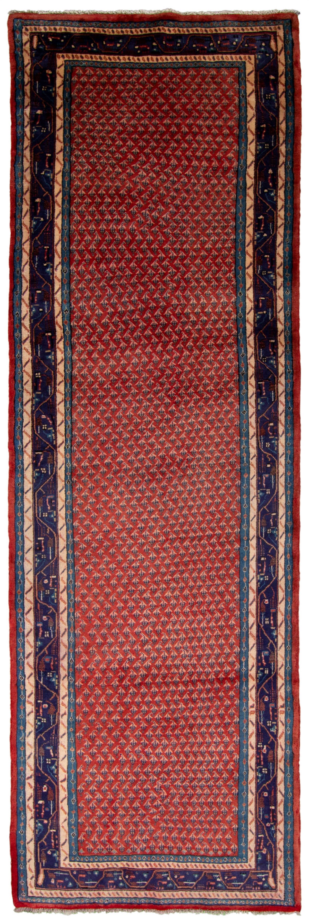 Hand-knotted Arak Red Wool Rug 3'7" x 11'2" Size: 3'7" x 11'2"  