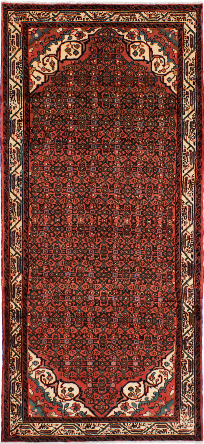 Hand-knotted Hosseinabad Dark Copper Wool Rug 4'5" x 9'8" Size: 4'5" x 9'8"  