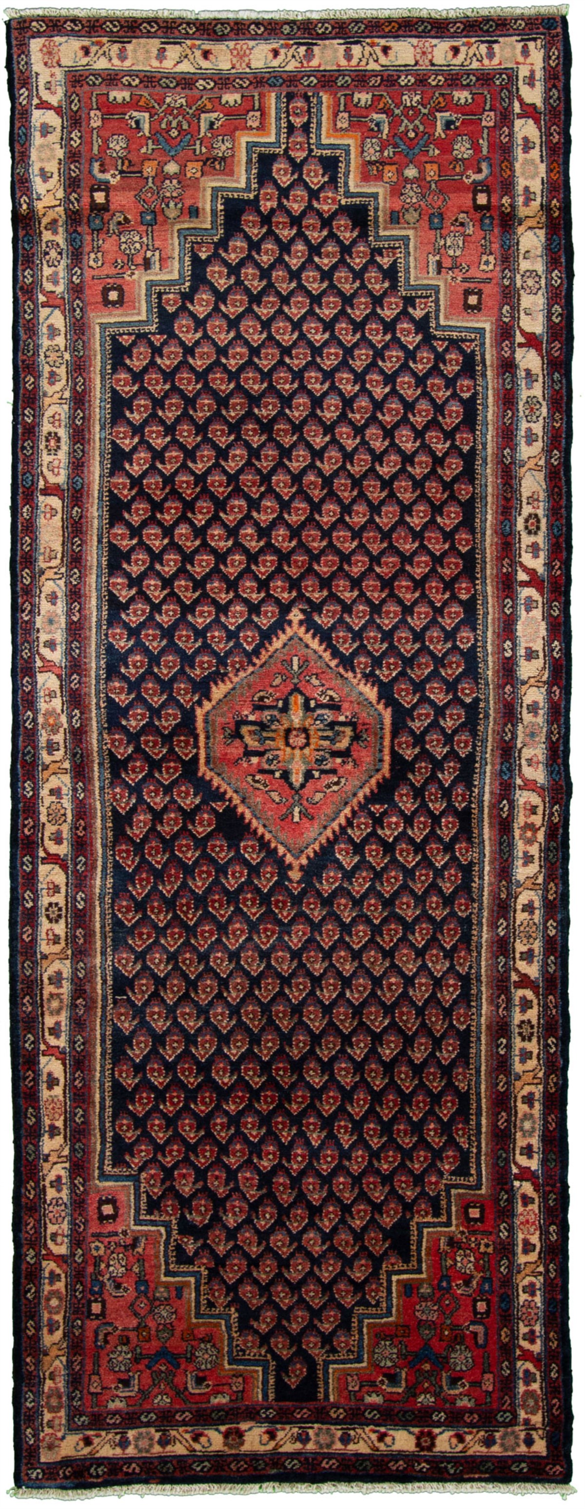Hand-knotted Touserkan Dark Navy Wool Rug 3'6" x 9'6" Size: 3'6" x 9'6"  