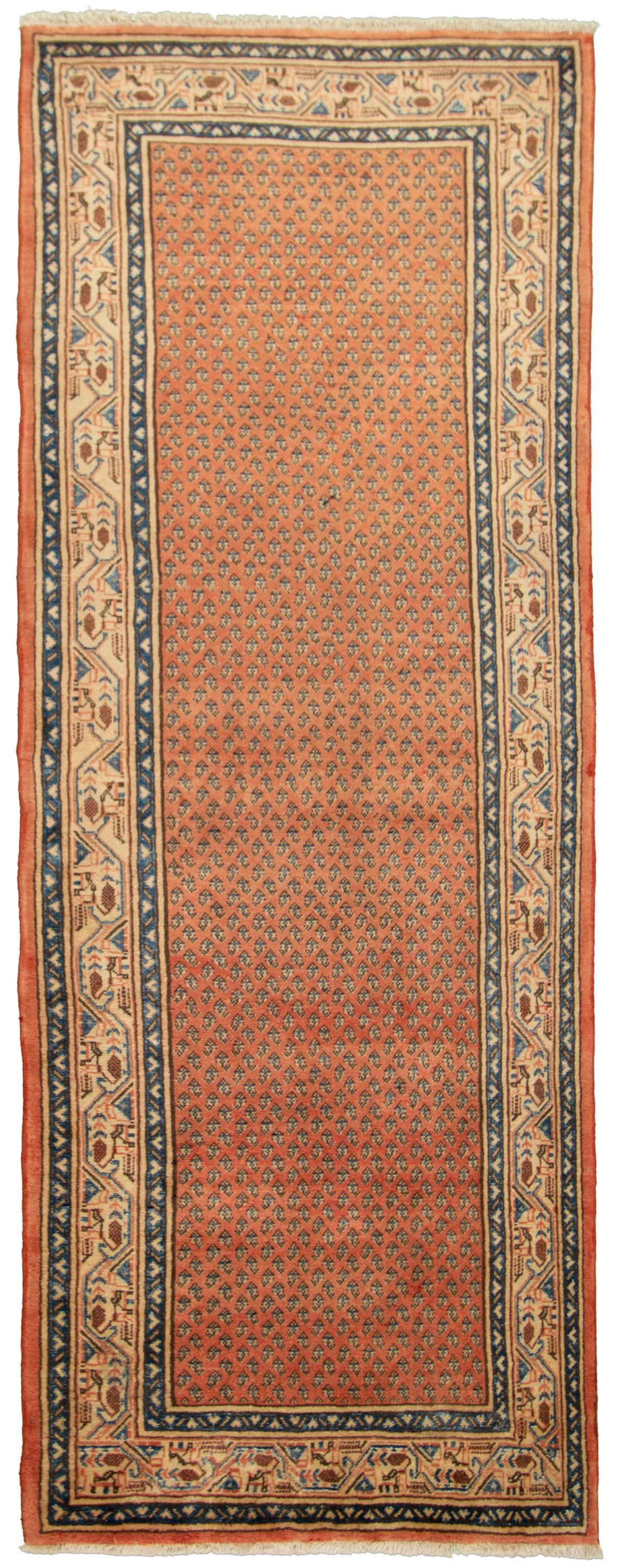 Hand-knotted Arak Copper Wool Rug 3'11" x 10'7" Size: 3'11" x 10'7"  