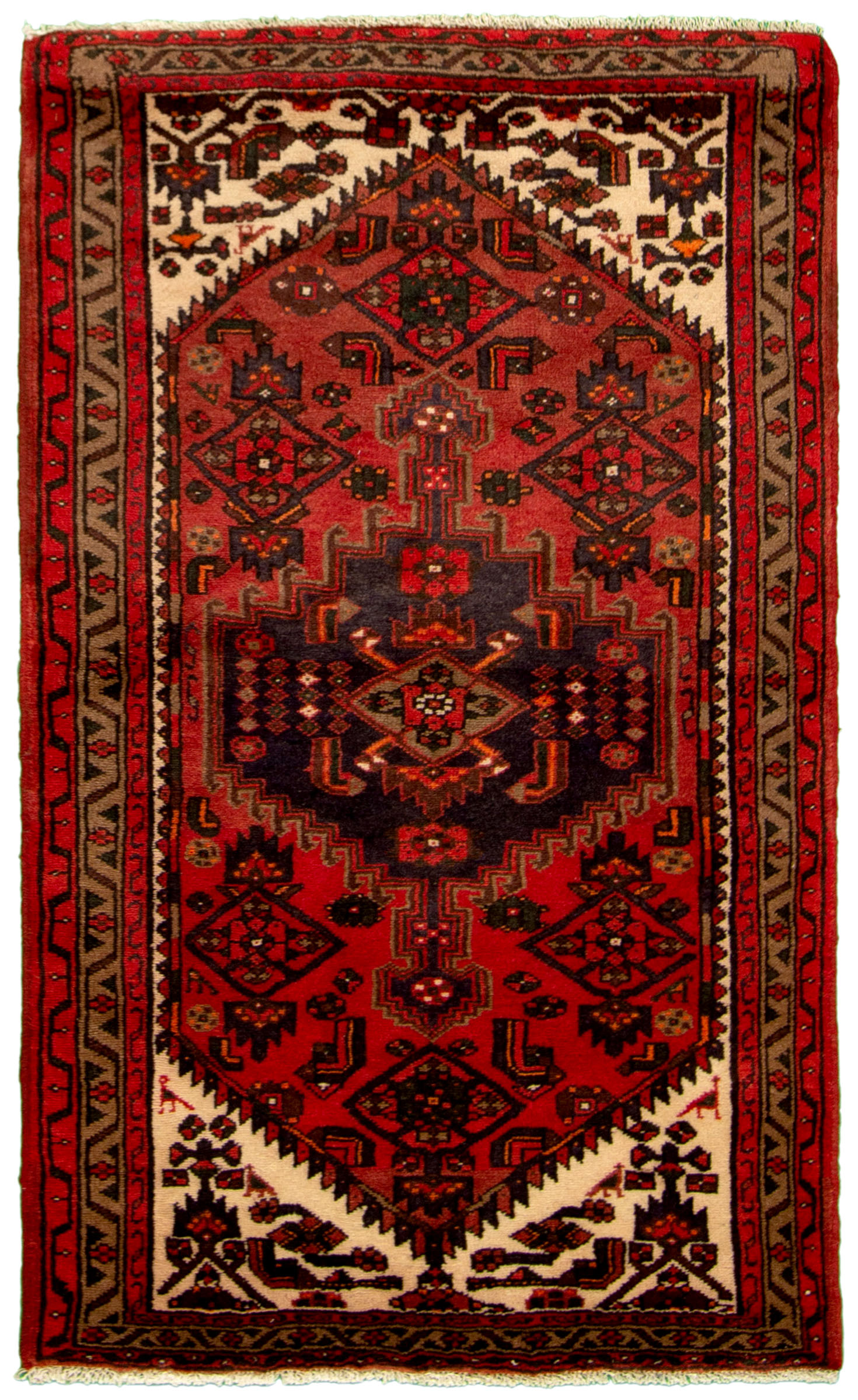 Hand-knotted Hamadan Red Wool Rug 3'3" x 5'3"  Size: 3'3" x 5'3"  