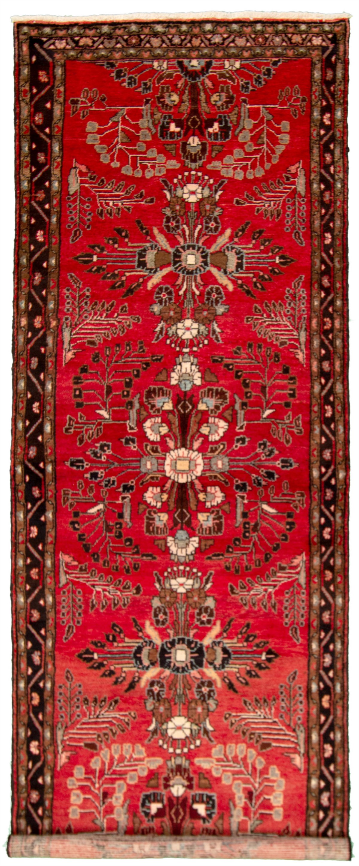 Hand-knotted Hamadan Red Wool Rug 3'9" x 10'8" Size: 3'9" x 10'8"  