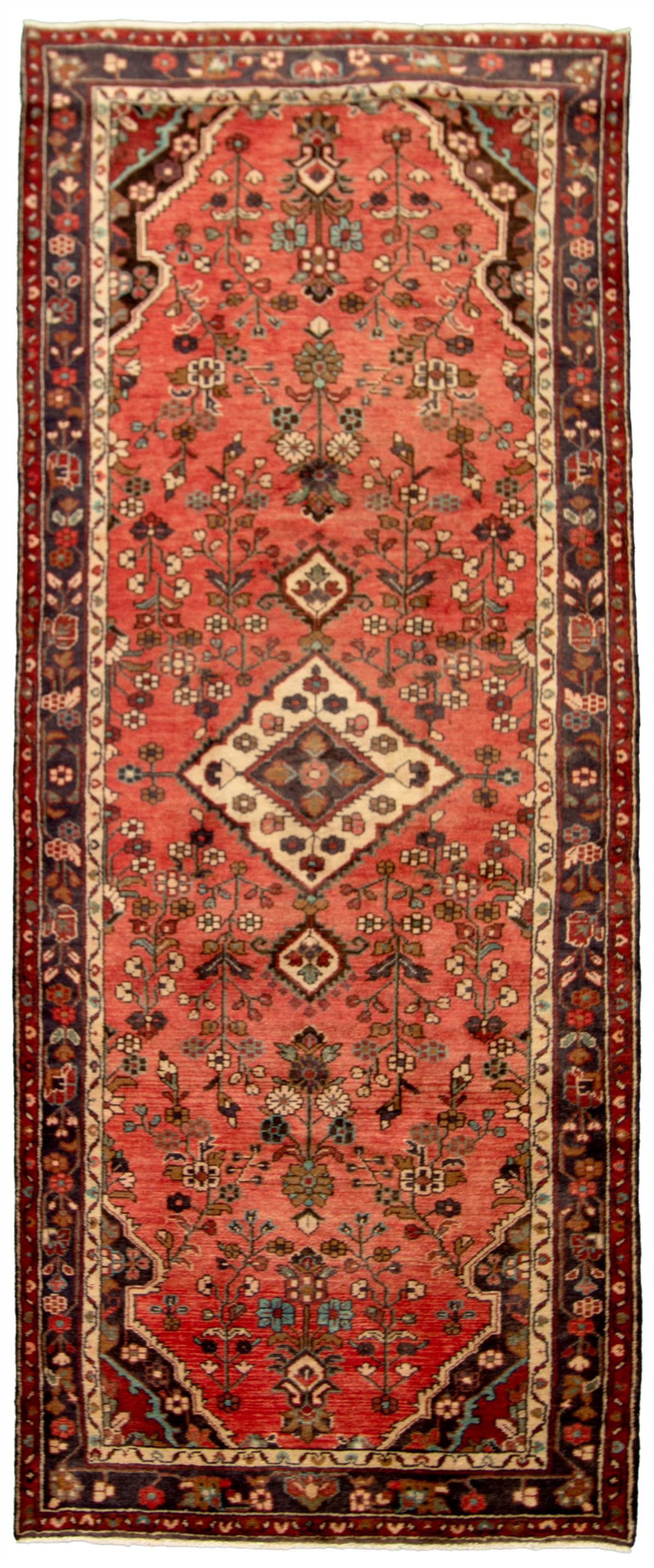 Hand-knotted Hamadan Red Wool Rug 3'9" x 9'6"  Size: 3'9" x 9'6"  
