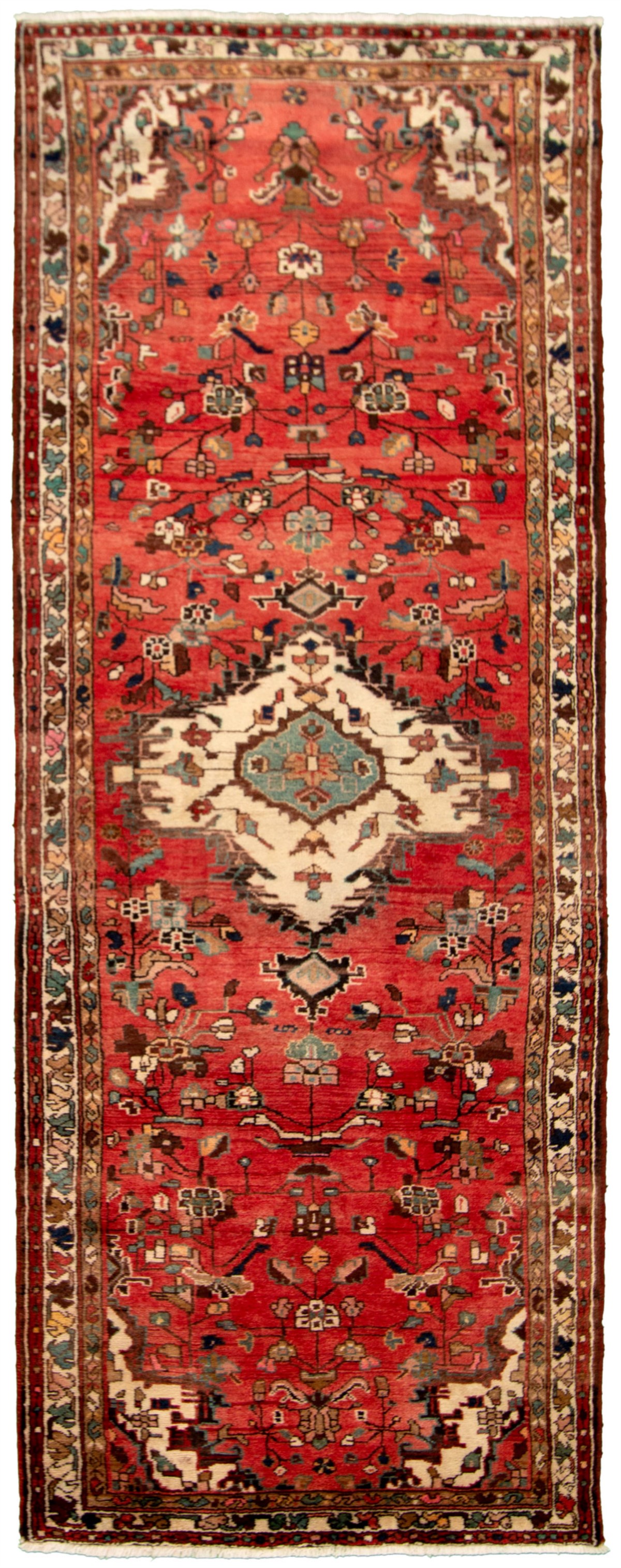 Hand-knotted Hamadan Red Wool Rug 3'8" x 10'0" Size: 3'8" x 10'0"  